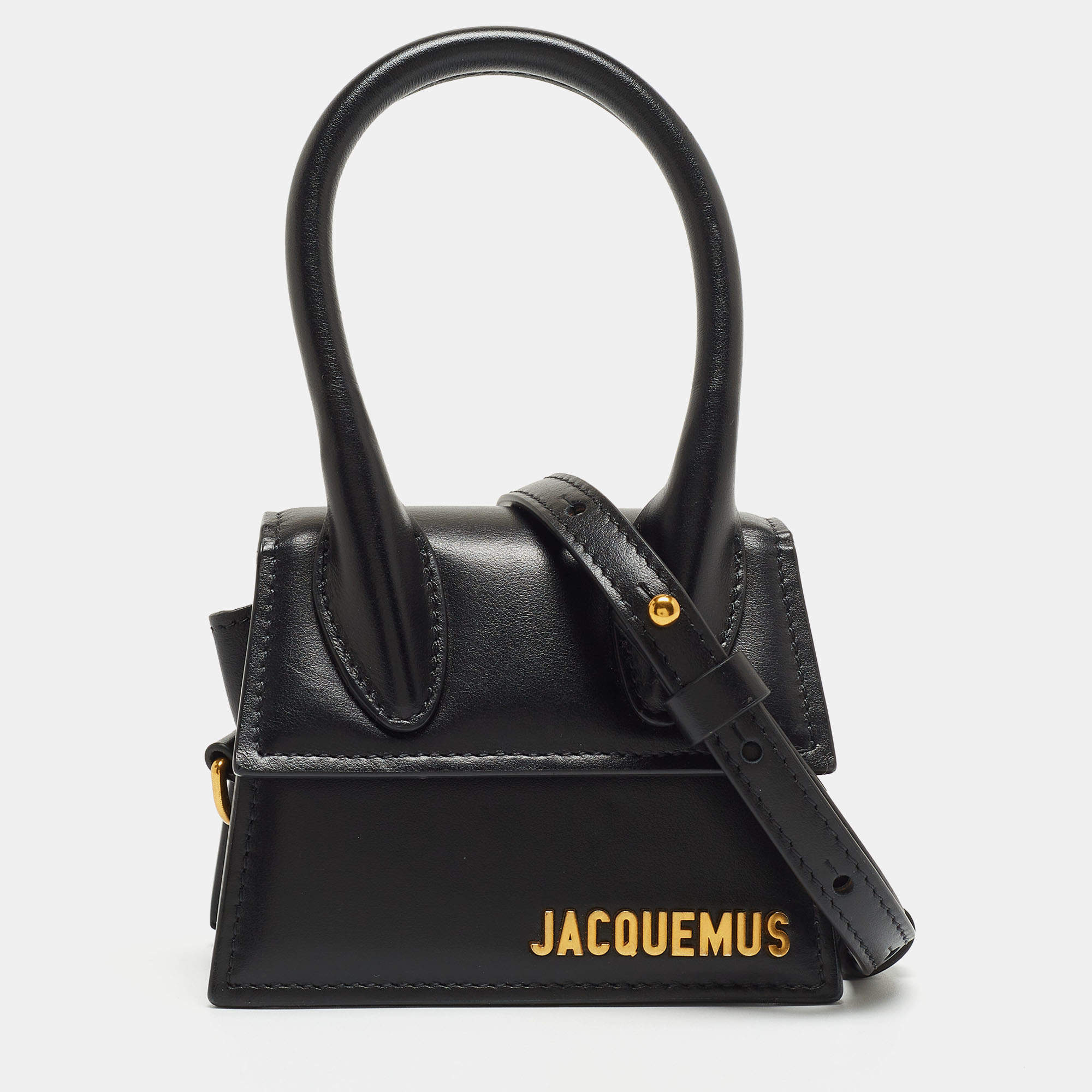 Jacquemus Black Leather Mini Le Chiquito Top Handle Bag
