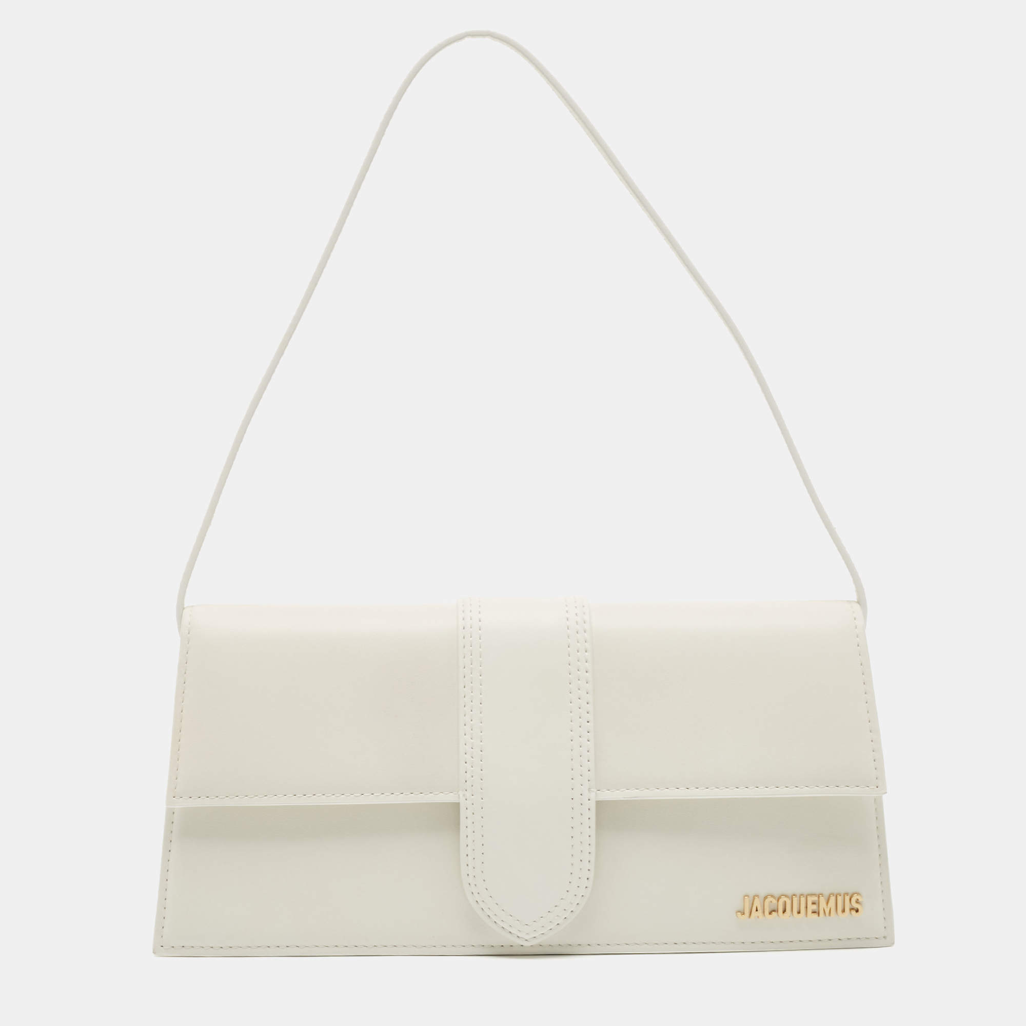 Pre Owned Jacquemus White Leather Le Bambino Long Shoulder Bag