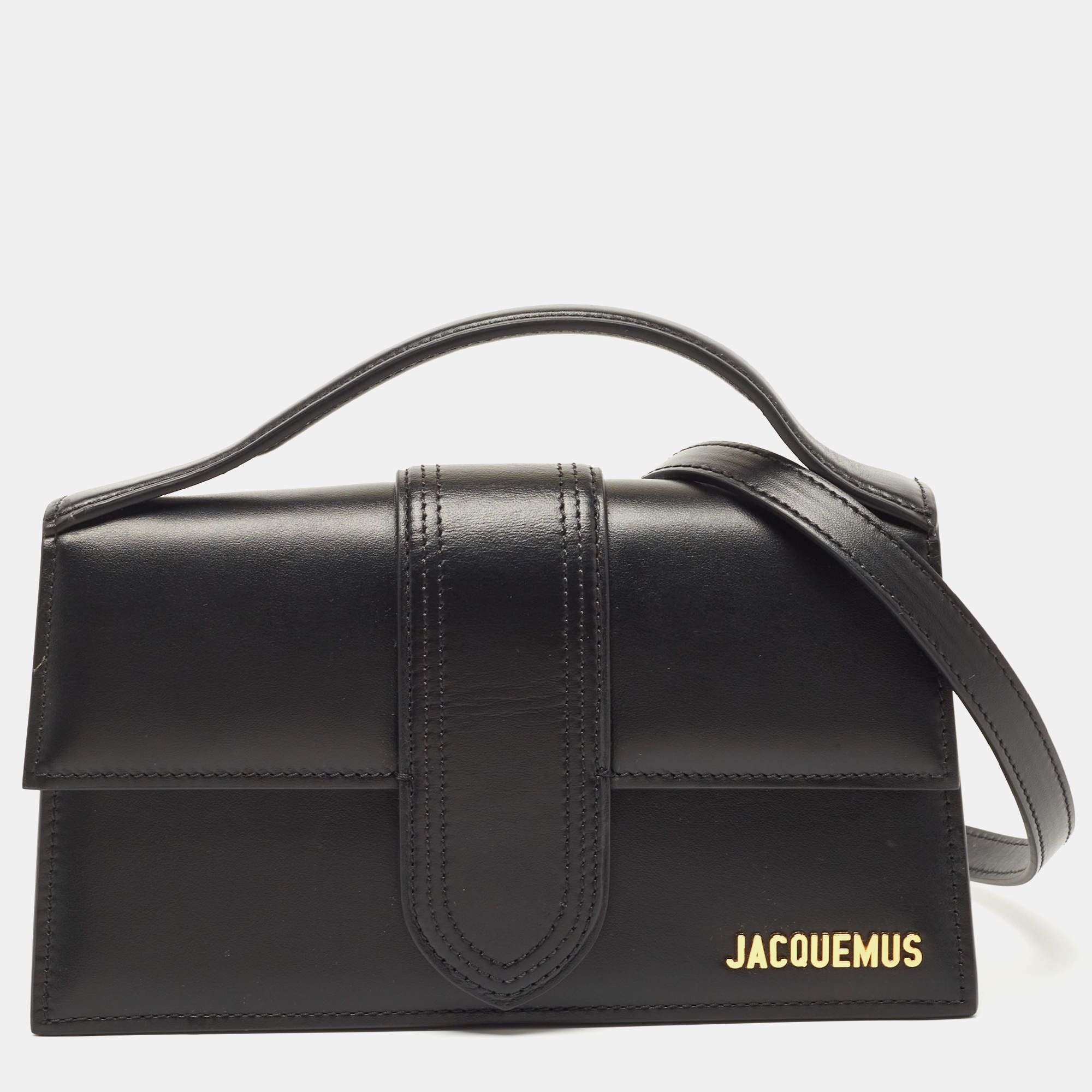 Pre Owned Jacquemus Black Leather Le Grand Bambino Top Handle Bag