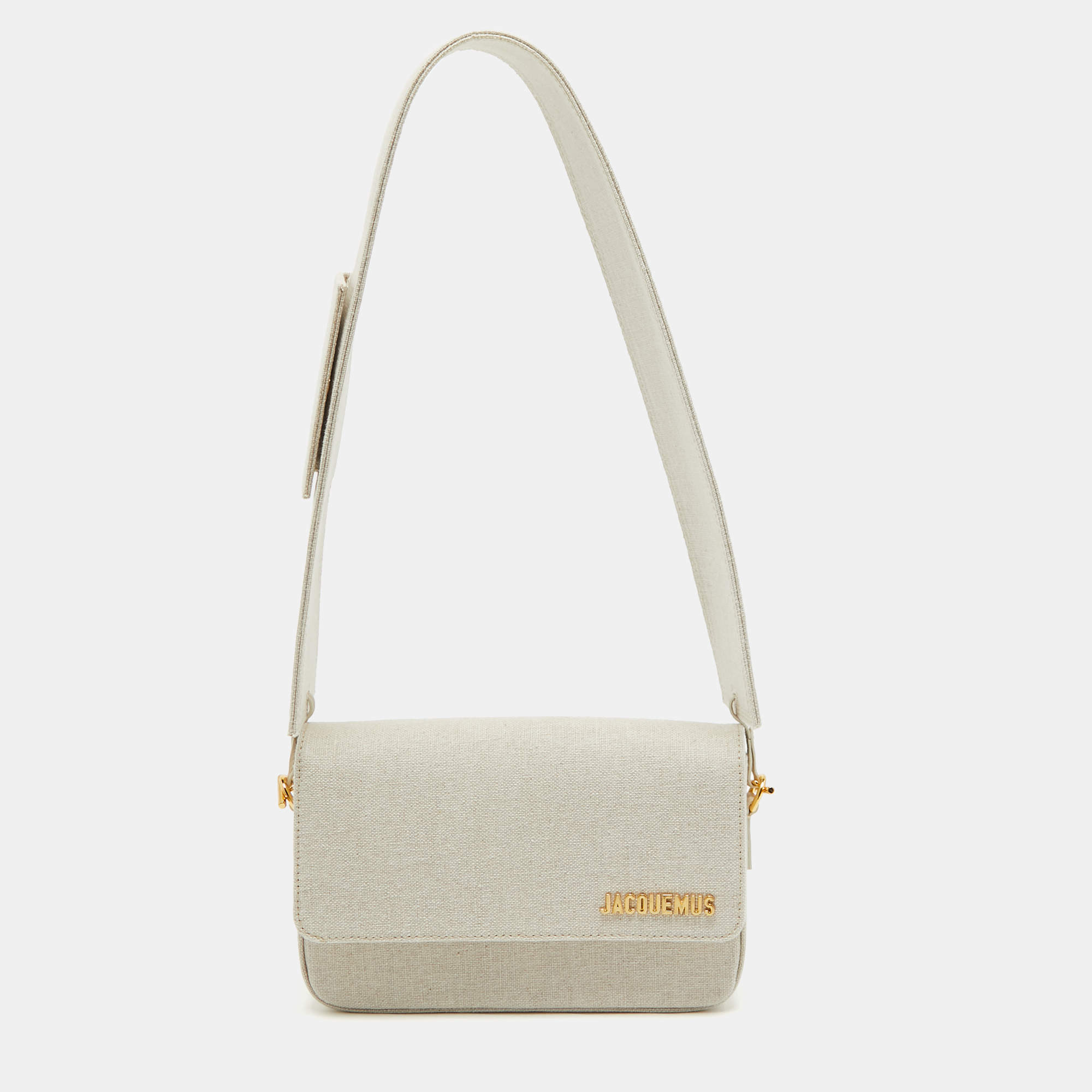 Pre Owned Jacquemus Off White Canvas Le Carinu Logo Shoulder Bag