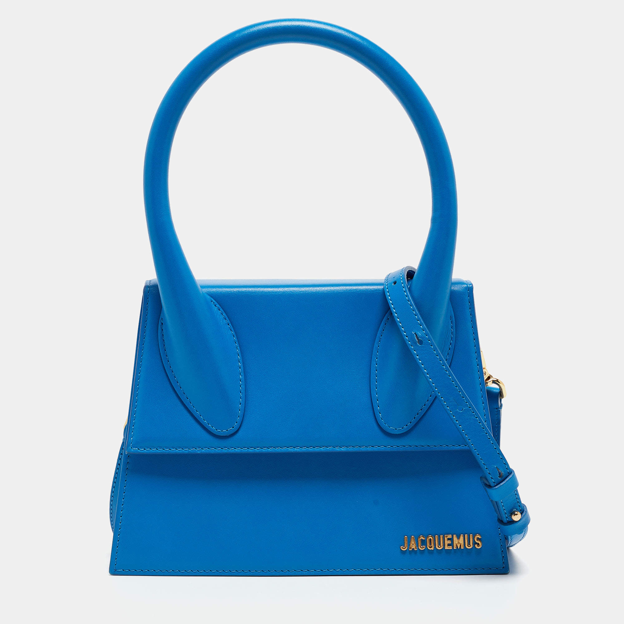 Jacquemus Blue Leather Grand Le Chiquito Top Handle Bag