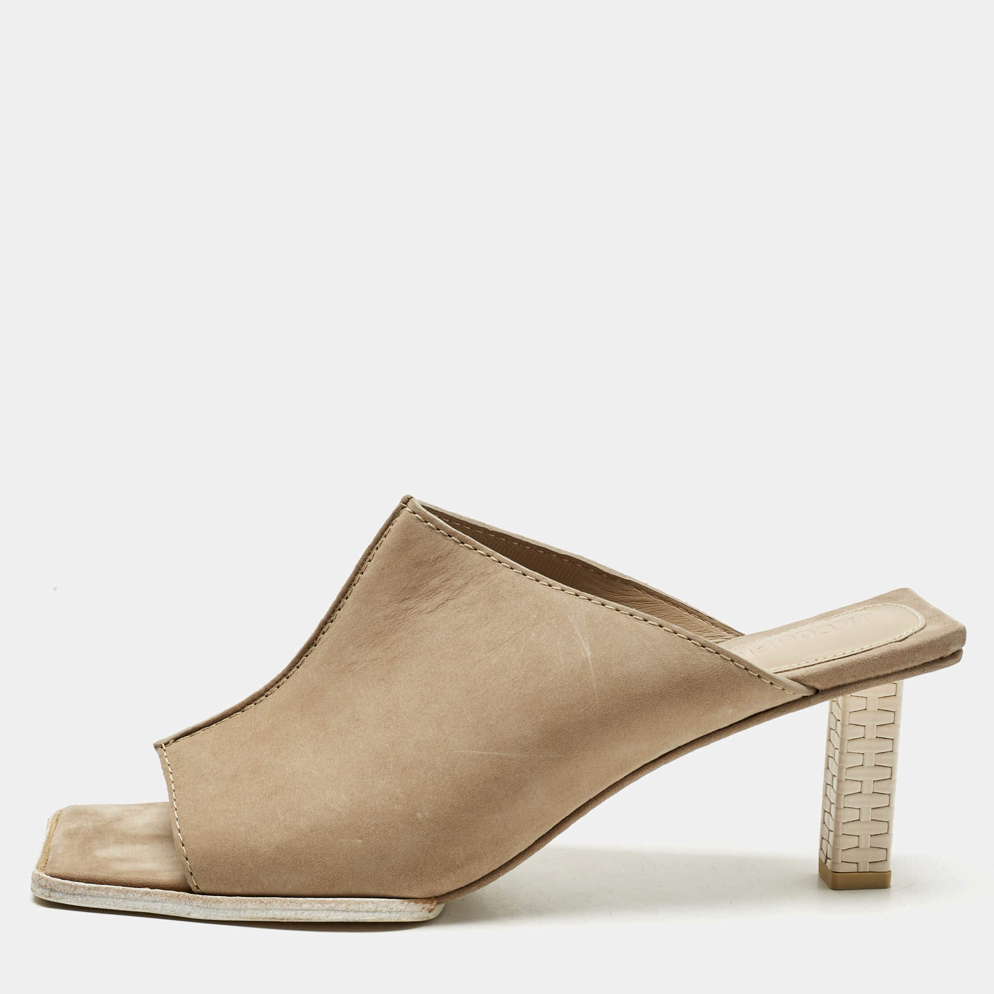 Pre Owned Jacquemus Beige Suede Open Toe Mules Size 40