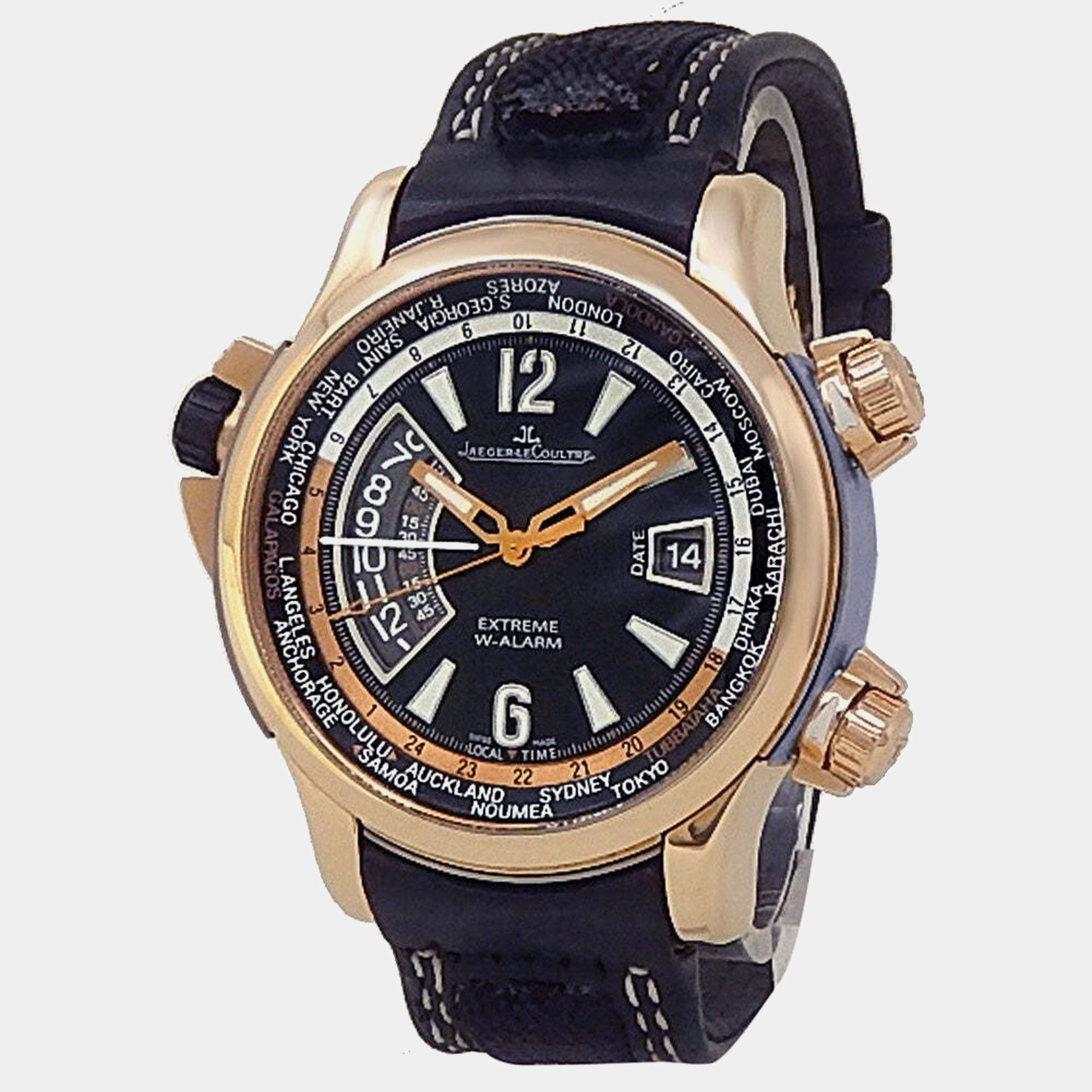 Pre Owned ساعة يد رجالية Jaeger-LeCoultre ماستر كومبريسور Q1772470 أوتوماتيكية ذهب وردي عيار 18 أسود 46 مم