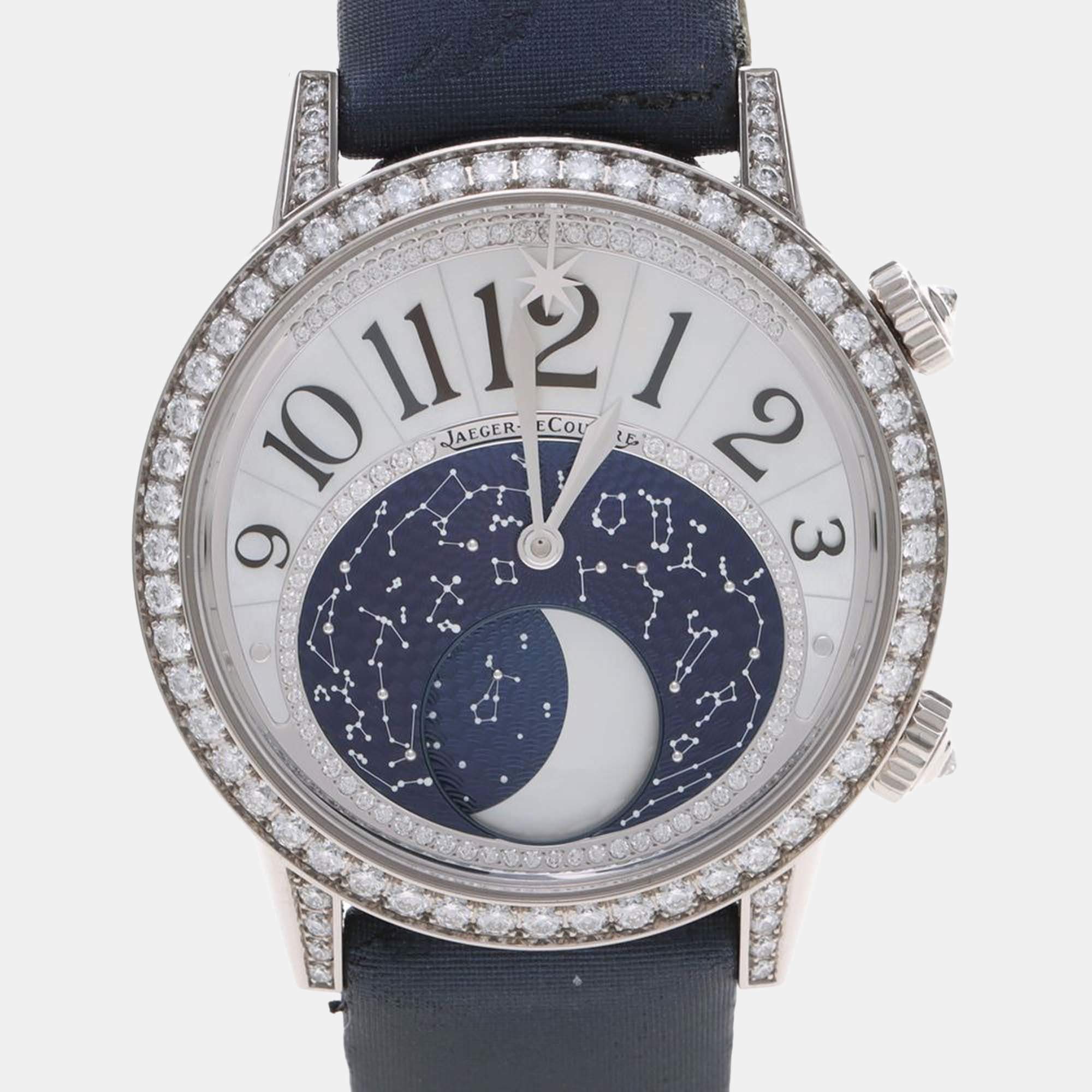 Pre Owned Jaeger-LeCoultre Rendez-Vous Moon Q3533490 Automatic White Diamonds 18K White Gold Women's Wristwatch 39mm