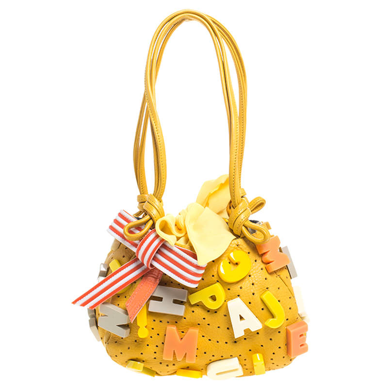 Jamin Puech Yellow Leather Embellished Alphabet Bag
