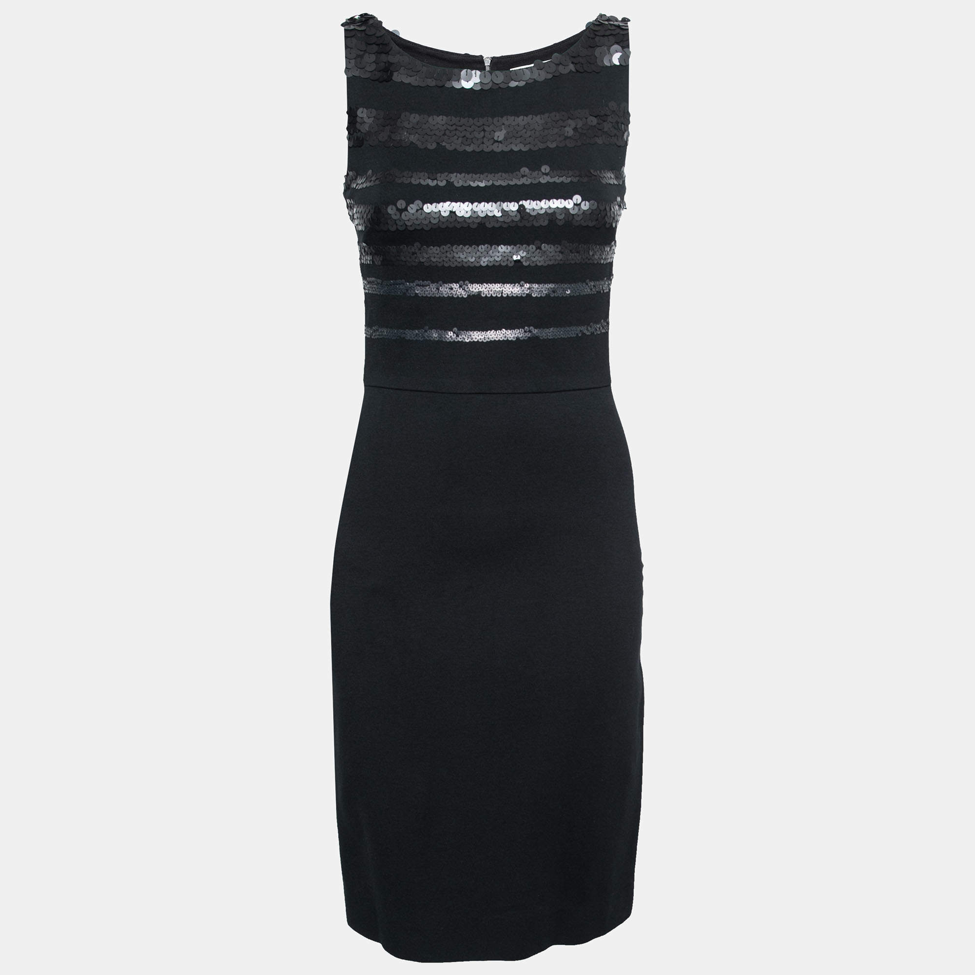 Jason Wu Black Jersey Sequin Embellished Sleeveless Sheath Dress S