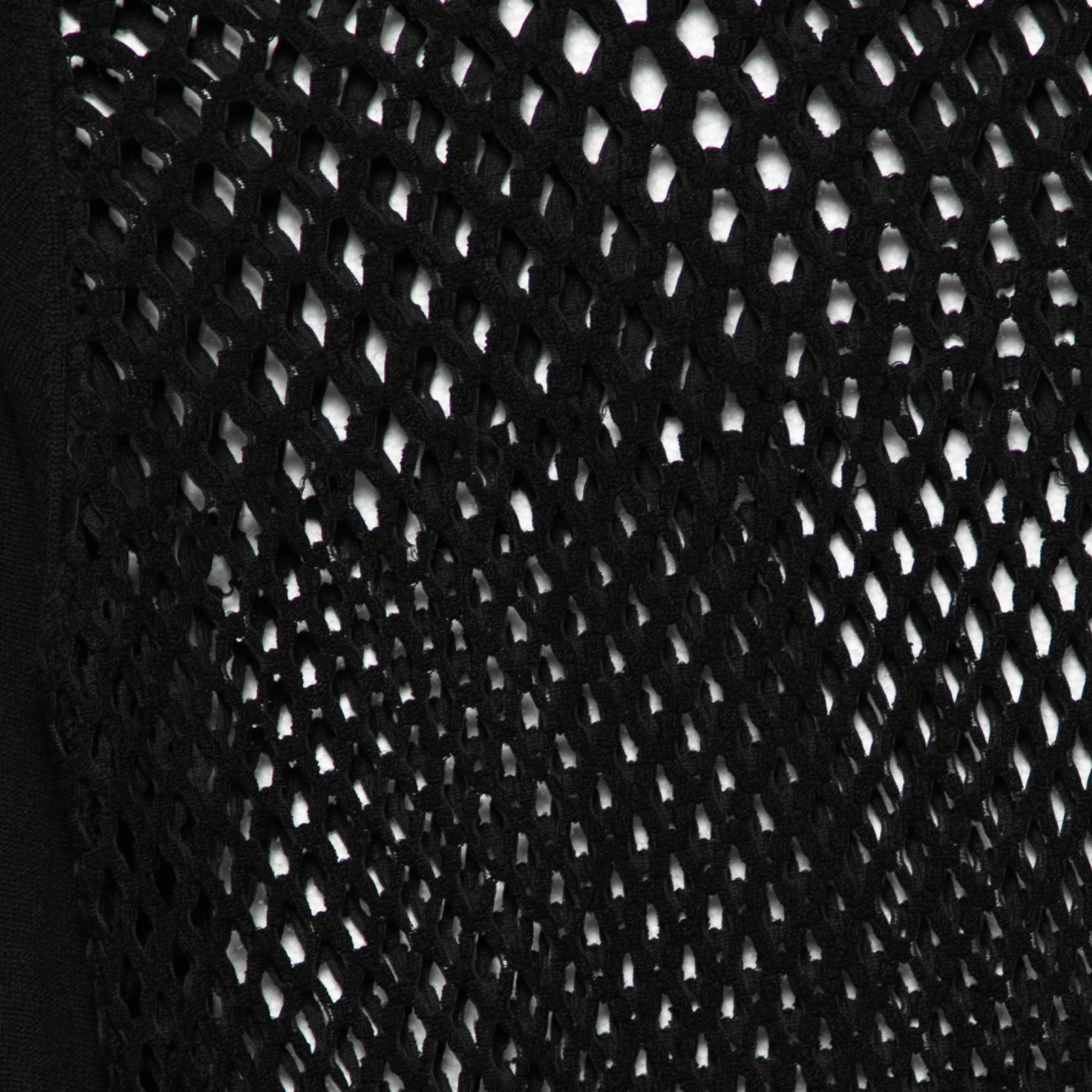 Pre Owned Jean Paul Gaultier Maille Black Patterned Open Knit Long Sleeve Sweater S