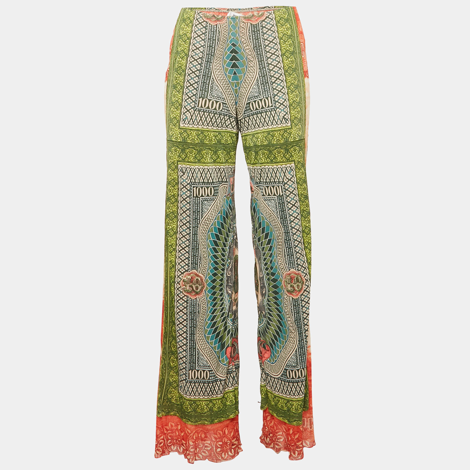 Pre Owned Jean Paul Gaultier Multicolor Jersey Flared Love Moi Pants M