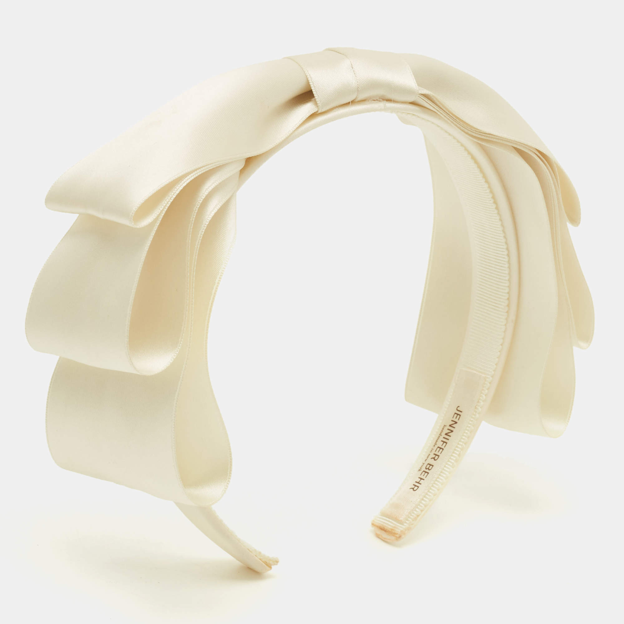 مملوكة مسبقًا Jennifer behr Cream Katya Silk Satin Bow Headband