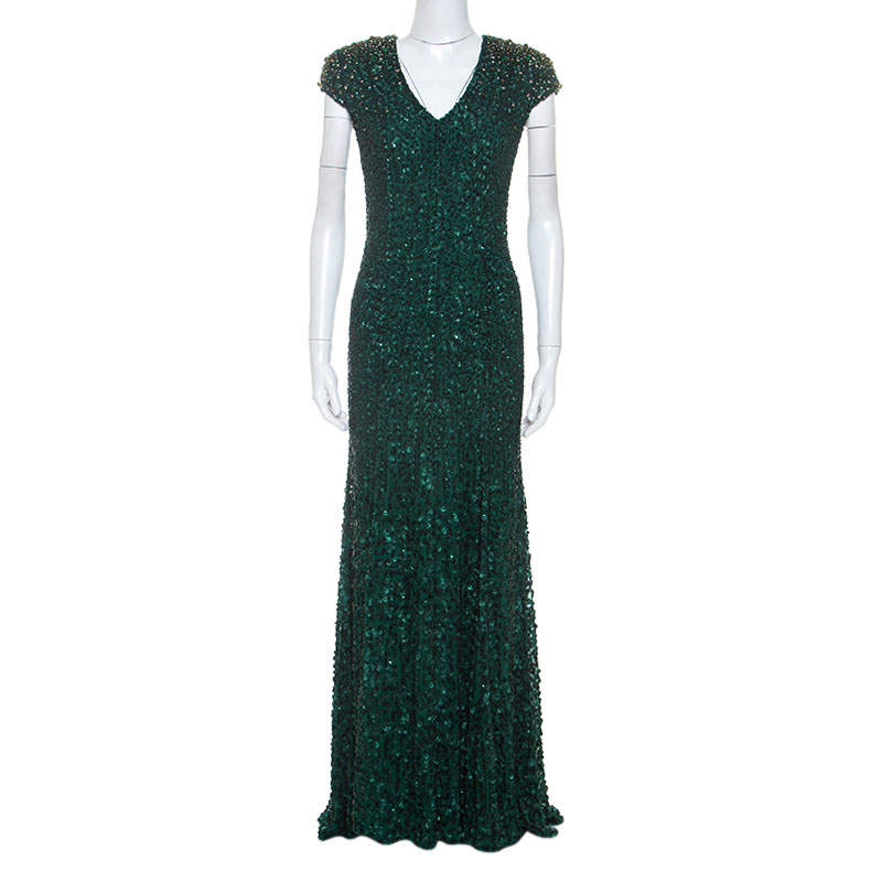Jenny Packham Green Embellished Matador Evening Gown Jenny Packham | TLC