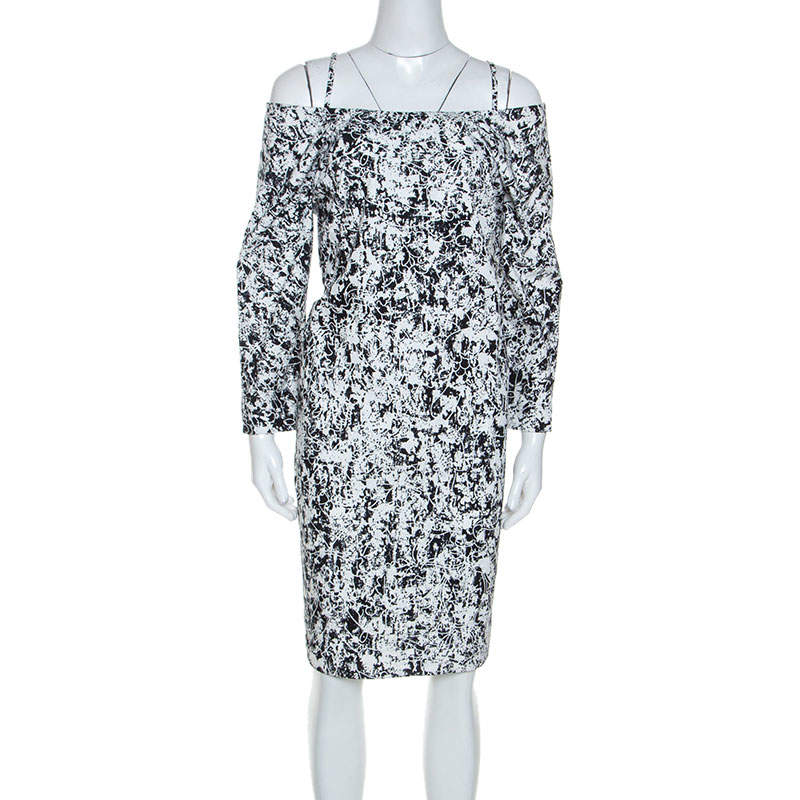 مملوكة مسبقًا Jil Sander Monochrome Cotton Off Soulder Risiko Dress XL