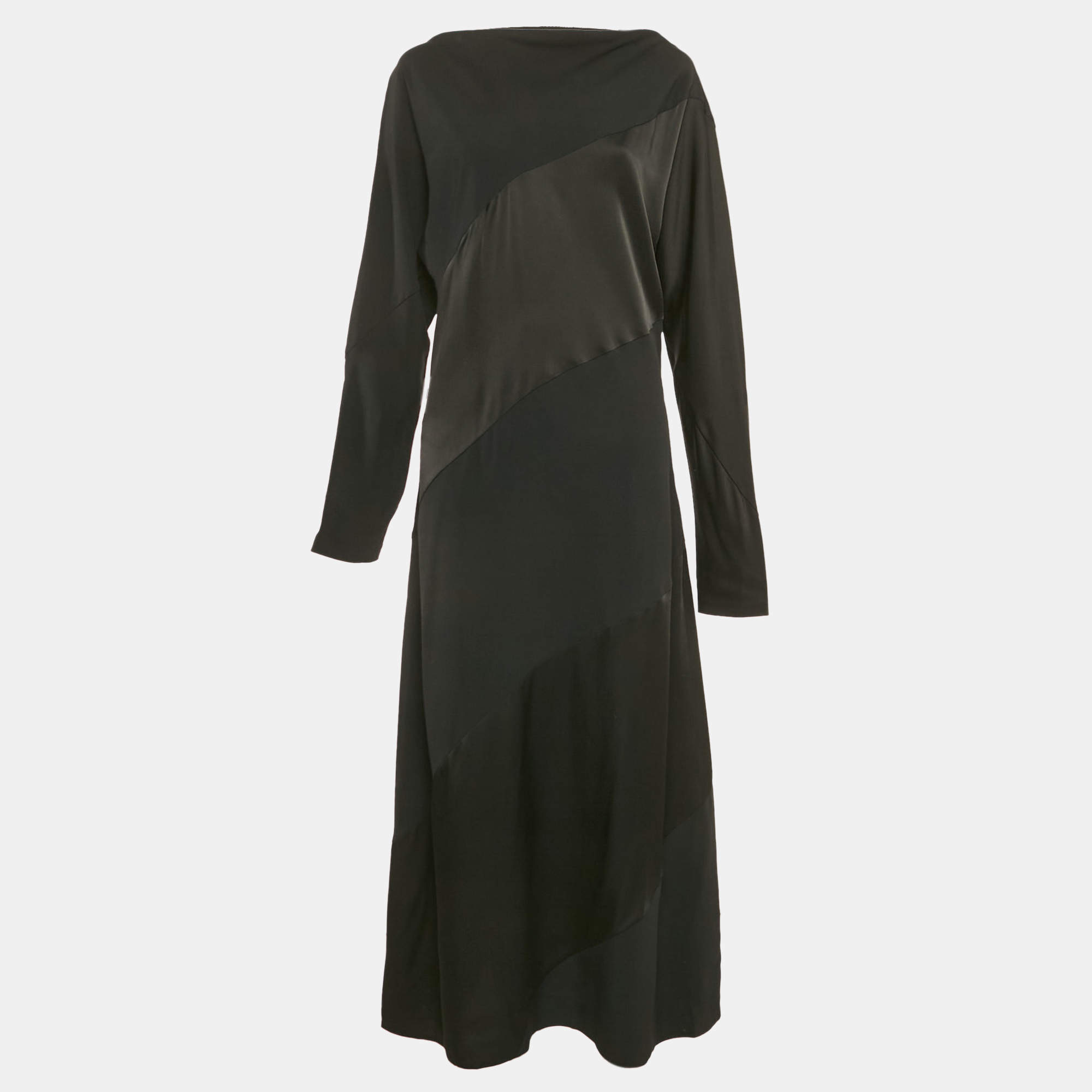 Jil Sander Black Crepe Long Dress M