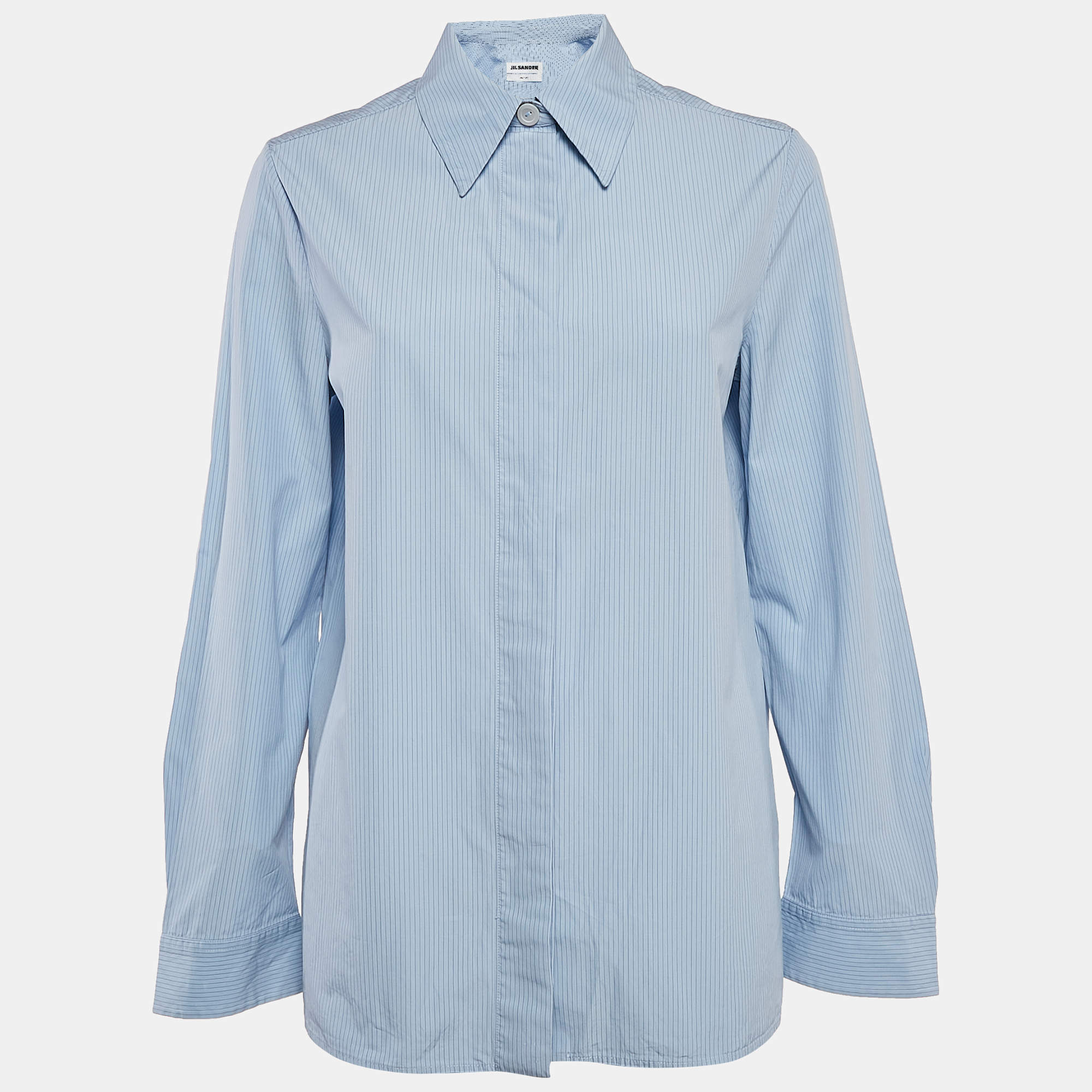 Jil Sander Monday Blue Striped Cotton Shirt S