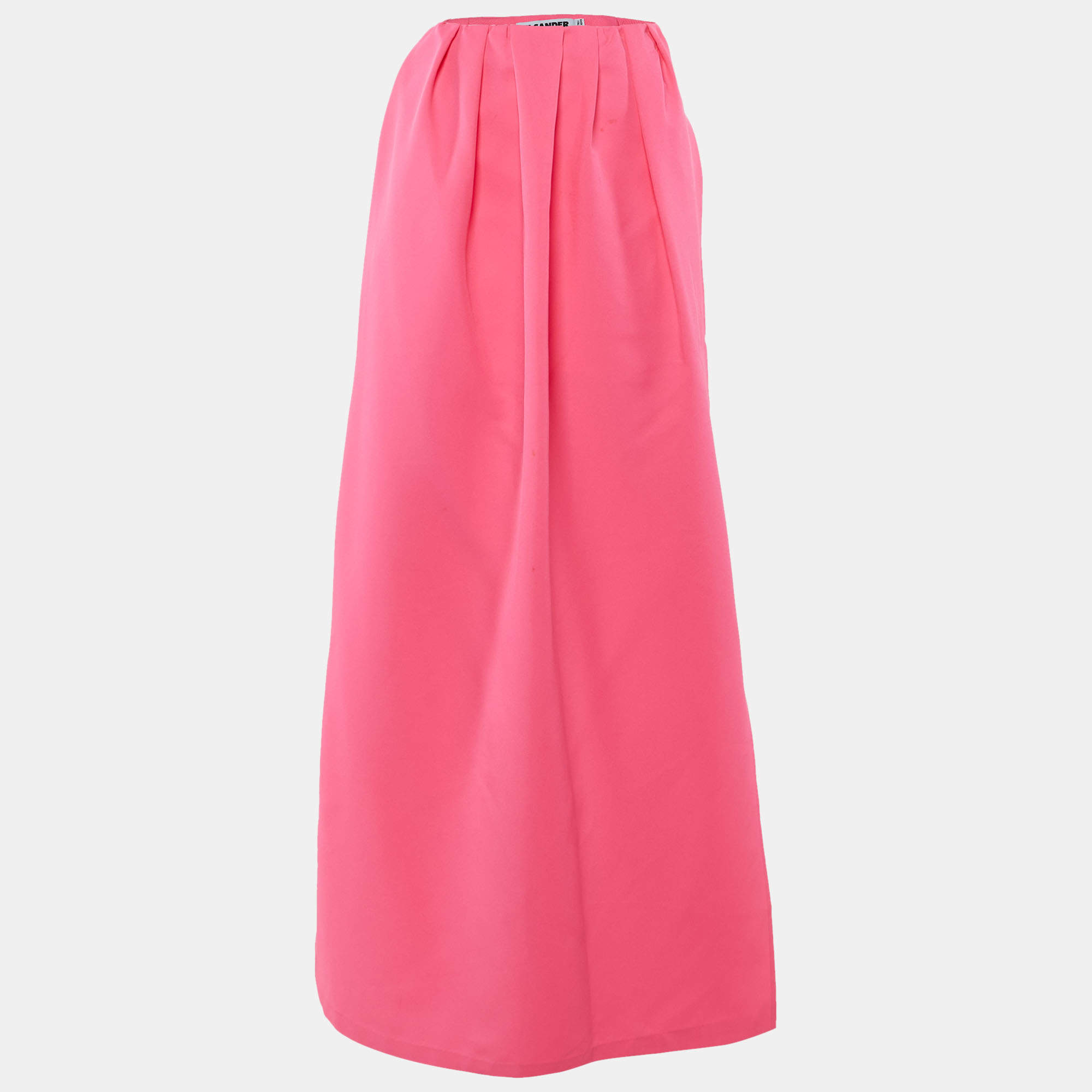 Pre Owned Jil Sander Neon Pink Faille Slitted Maxi Skirt S