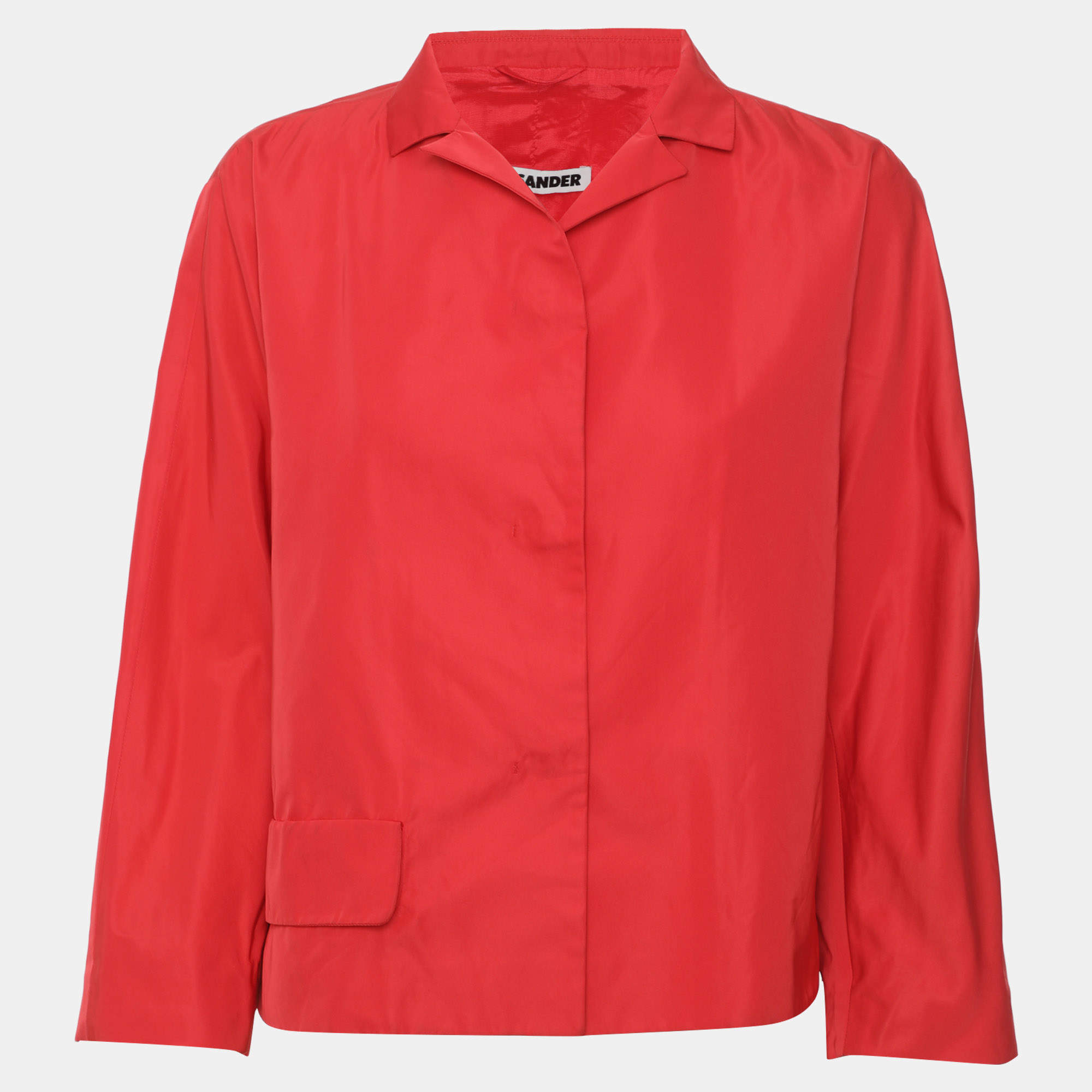 Pre Owned Jil Sander Red Cropped Structured Blazer M