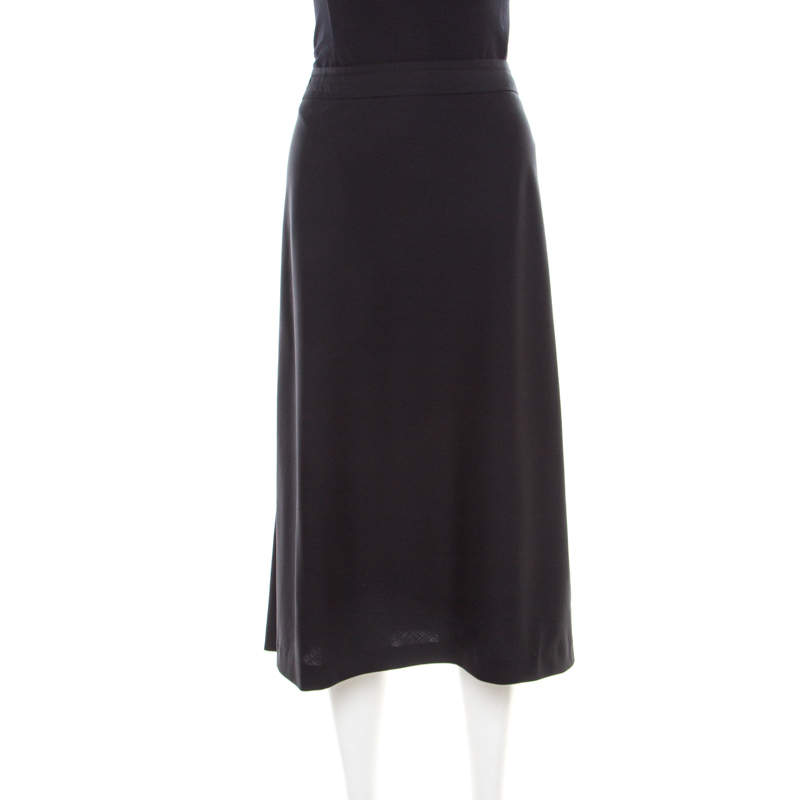 Jil Sander Black Wool A-Line Skirt L