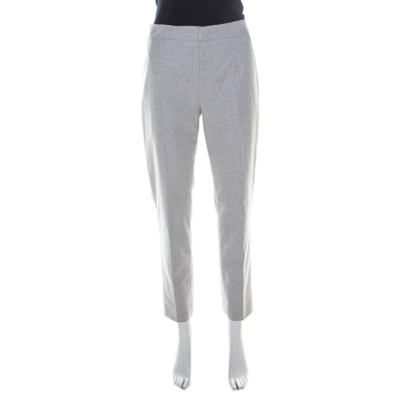 Jil Sander Grey Wool Blend Felt Tapered Trousers M 