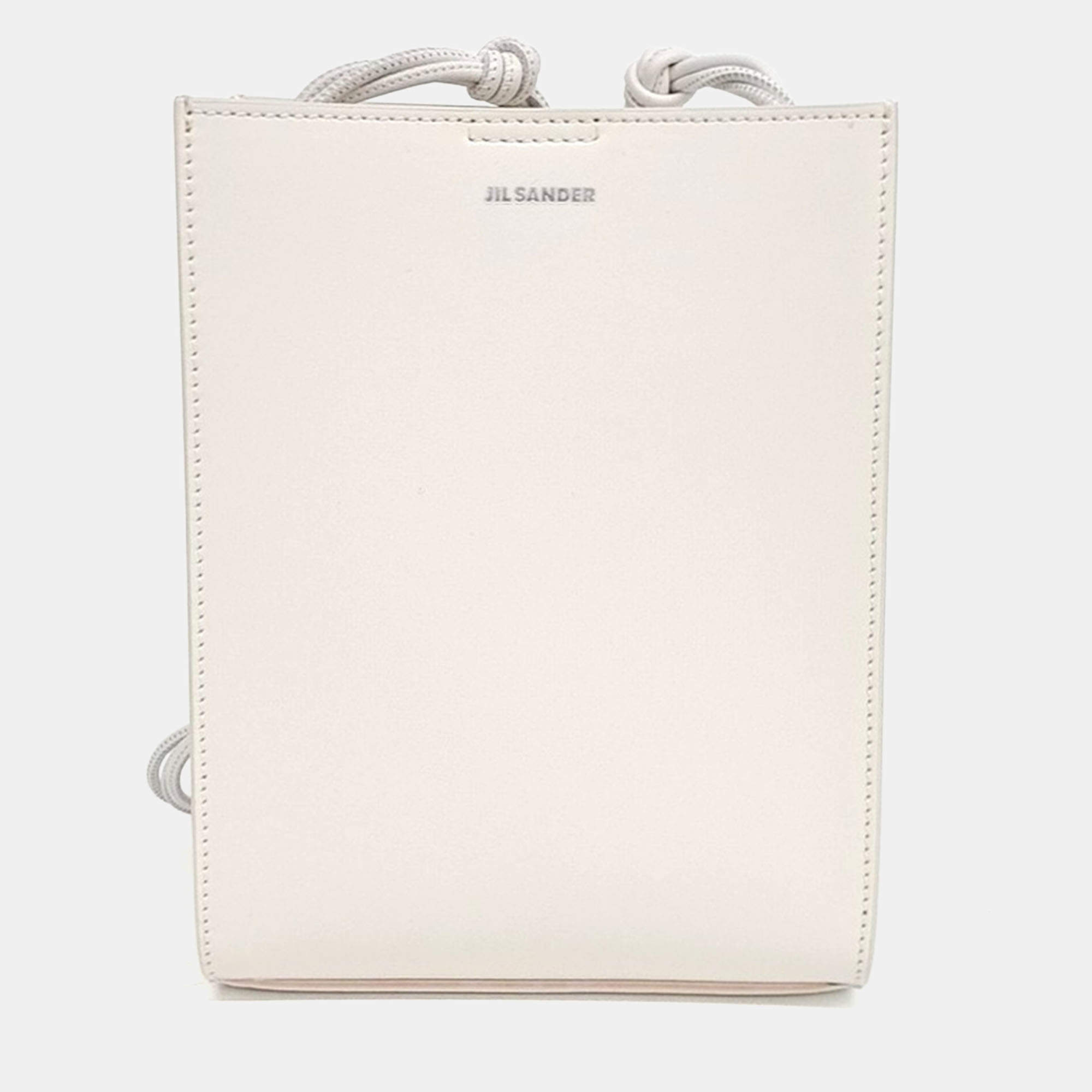 Pre Owned Jil Sander Cream Leather Tangle Bag Small