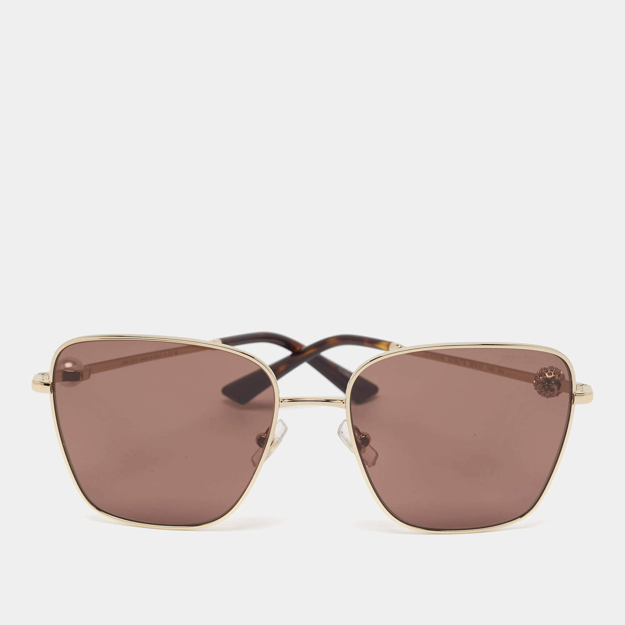 Jimmy Choo Brown/Gold JC 4005HB Embellished Square Sunglasses