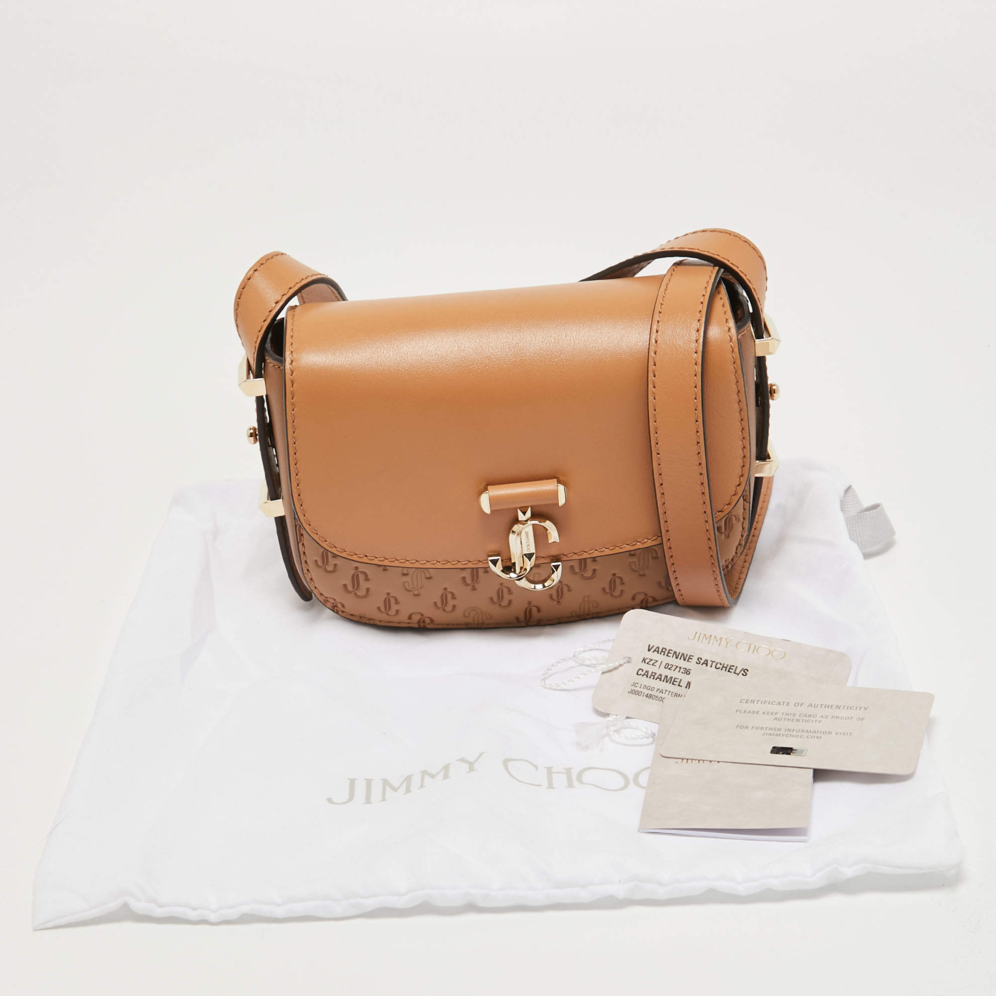 Jimmy Choo Brown Signature Embossed Leather Varenne Crossbody Bag