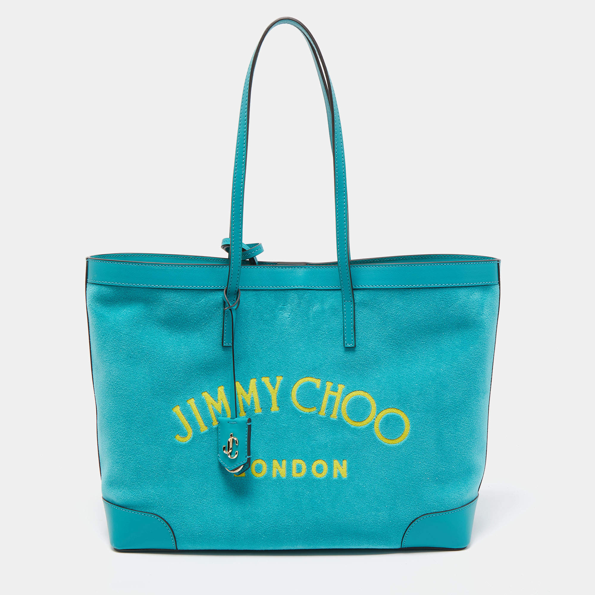 Jimmy Choo Malibu/Light Gold Terrycloth and Leather E/W Nine2Five Tote