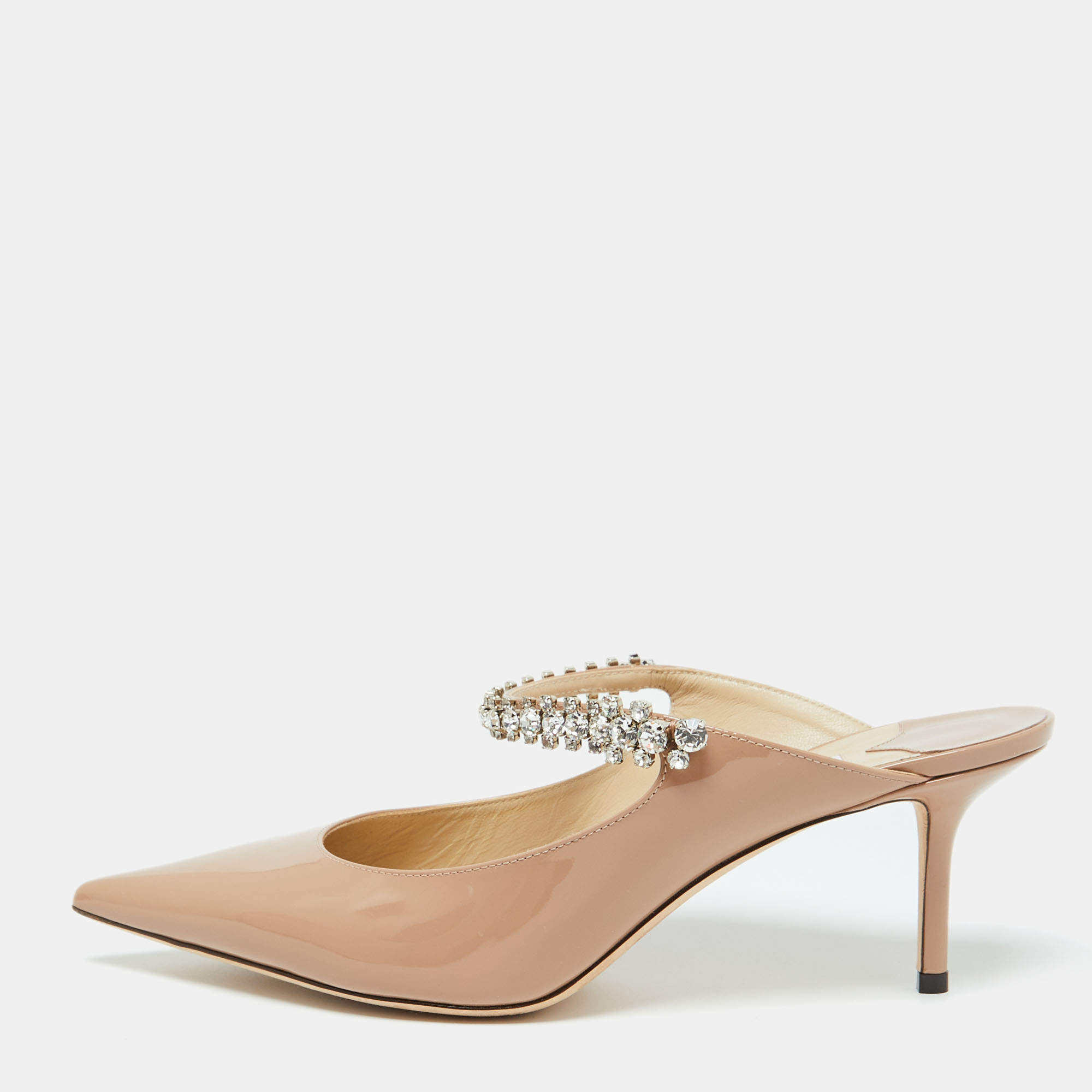 Pre Owned Jimmy Choo Ballet Pink Patent Leather Bing Mules Size 41.5