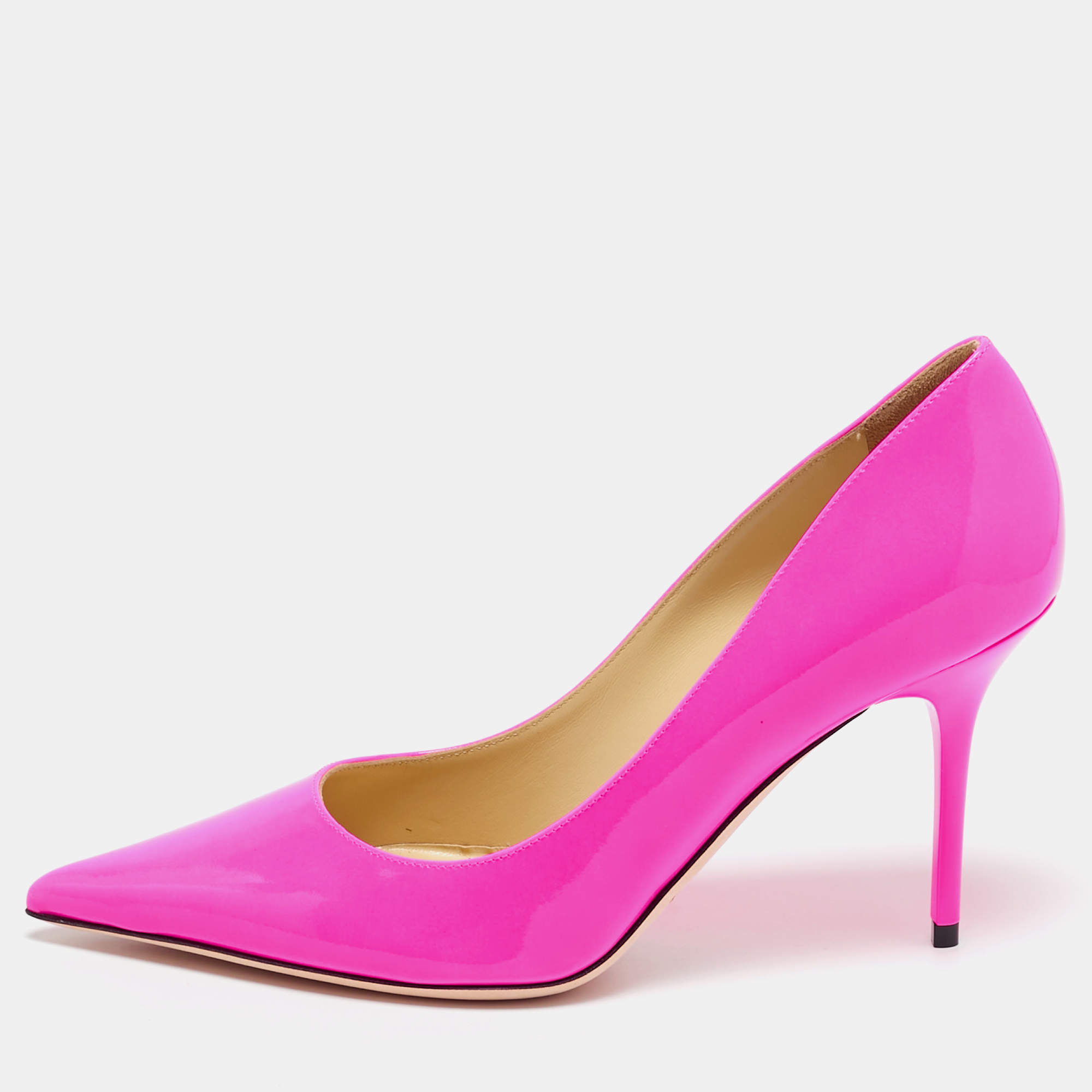 Jimmy Choo Neon Pink Patent Leather Agnes Pumps Size 37