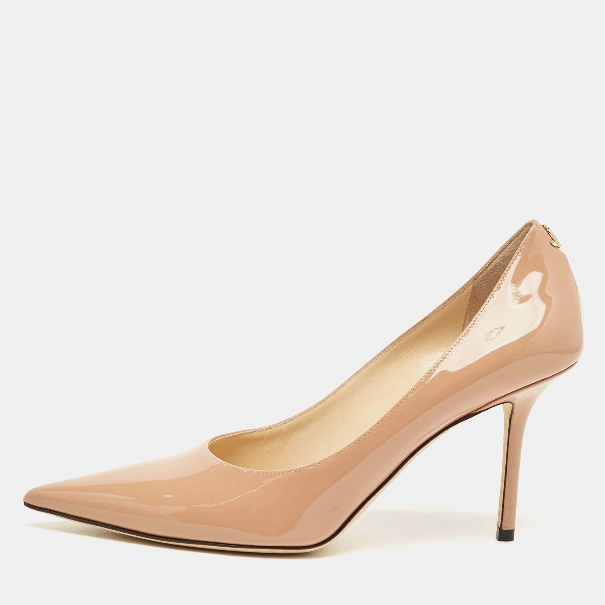 Pre Owned Jimmy Choo Ballet Pink Patent Leather Love Pointed Toe Pumps Size 40