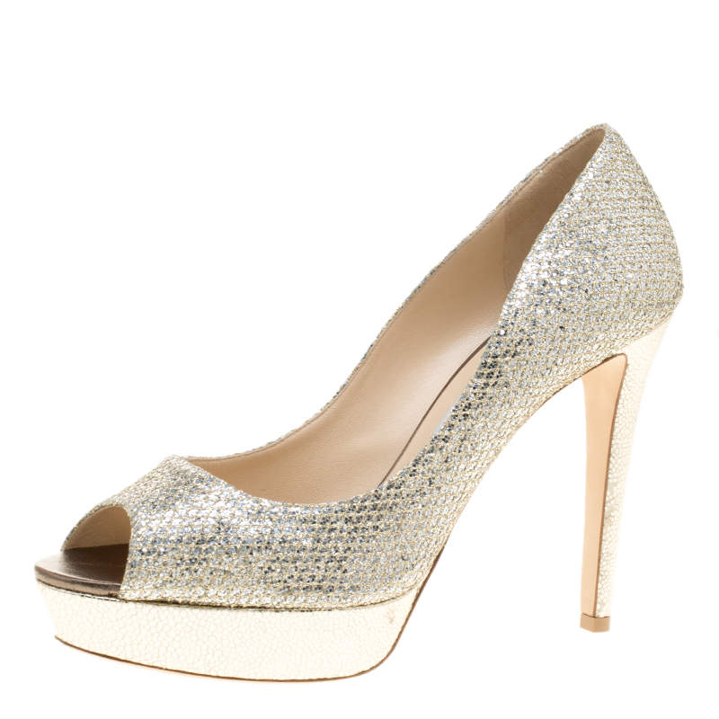 champagne sparkly heels