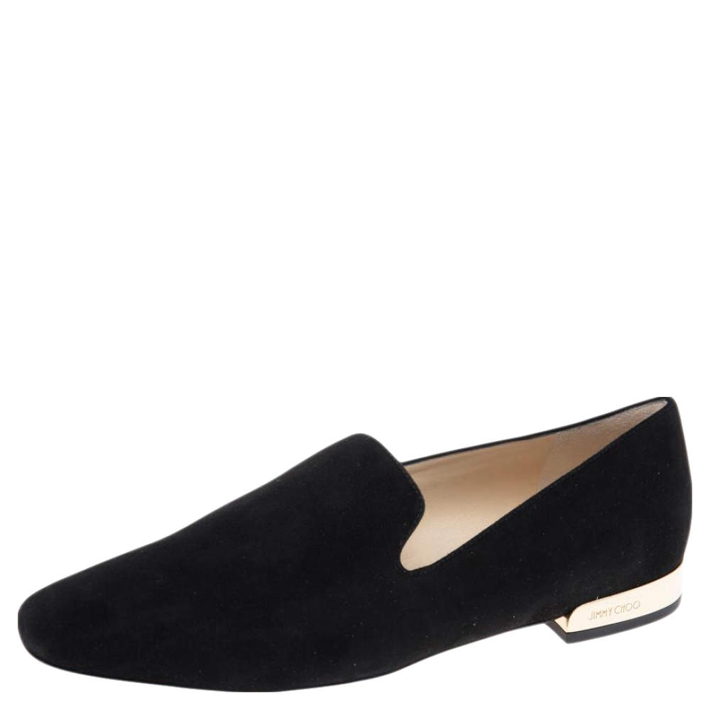 Pre Owned Jimmy Choo Black Suede Jaida Smoking Slippers Size 38