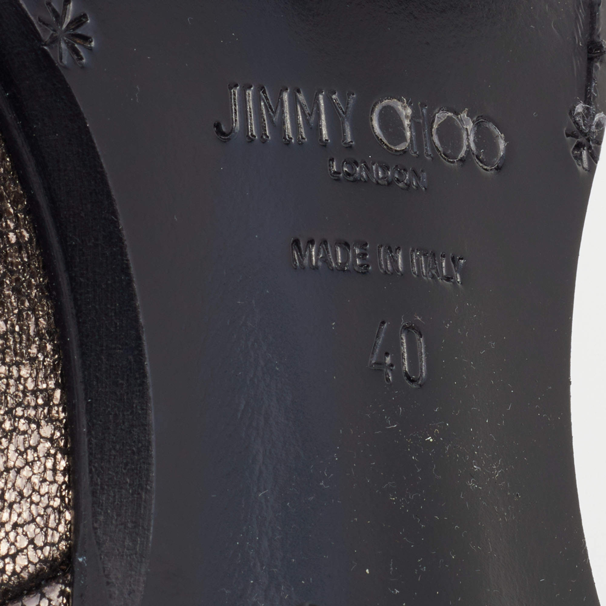 Pre Owned Jimmy Choo Metallic Dark Brown Leather Jimi Ankle Boots Size 40