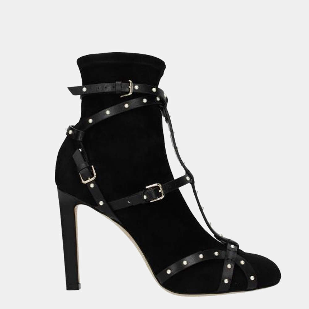 Pre Owned Jimmy Choo Black Brianna Studded Ankle Boots Size US 7 EU 37.5