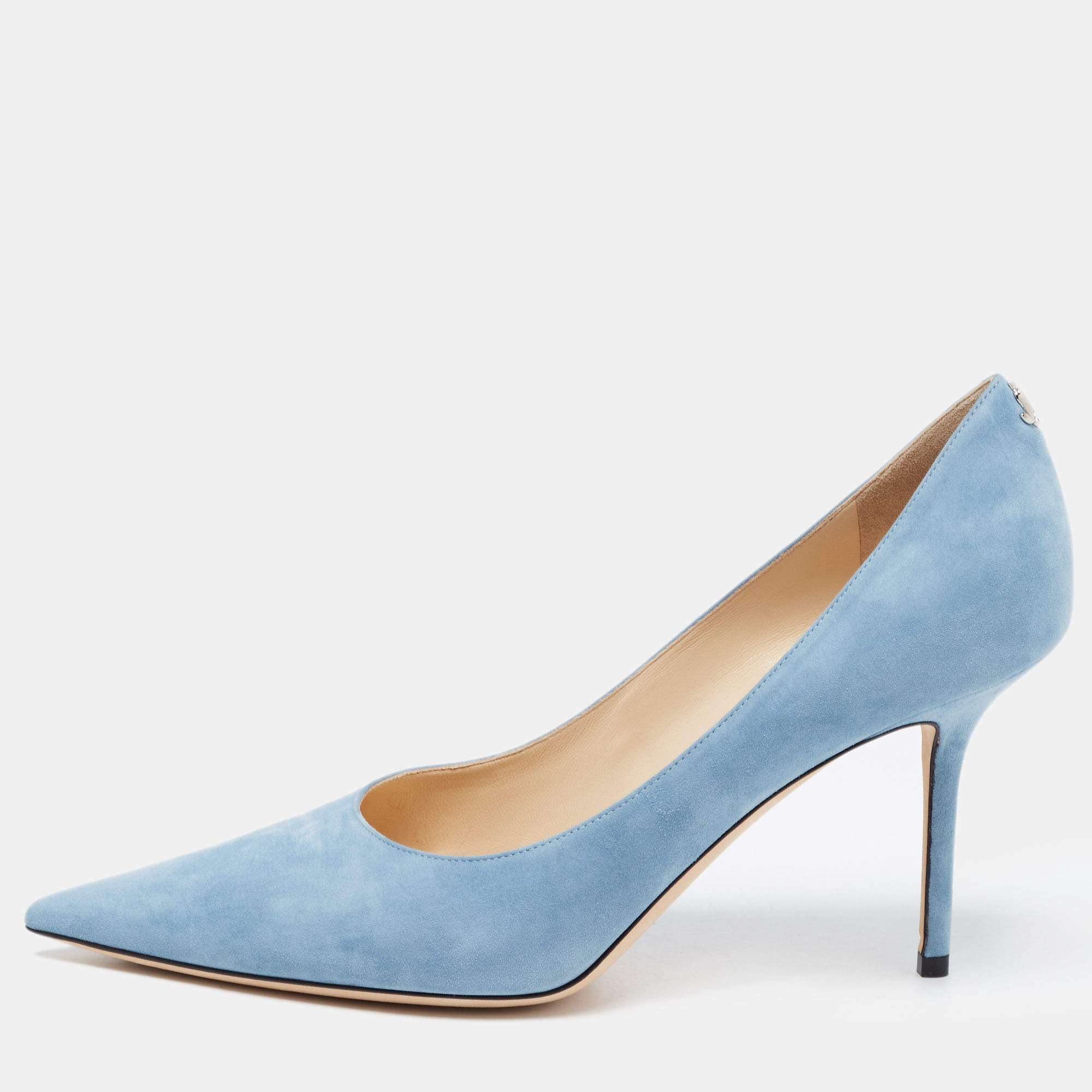 Pre Owned Jimmy Choo Blue Suede Love 85 Pumps Size 42