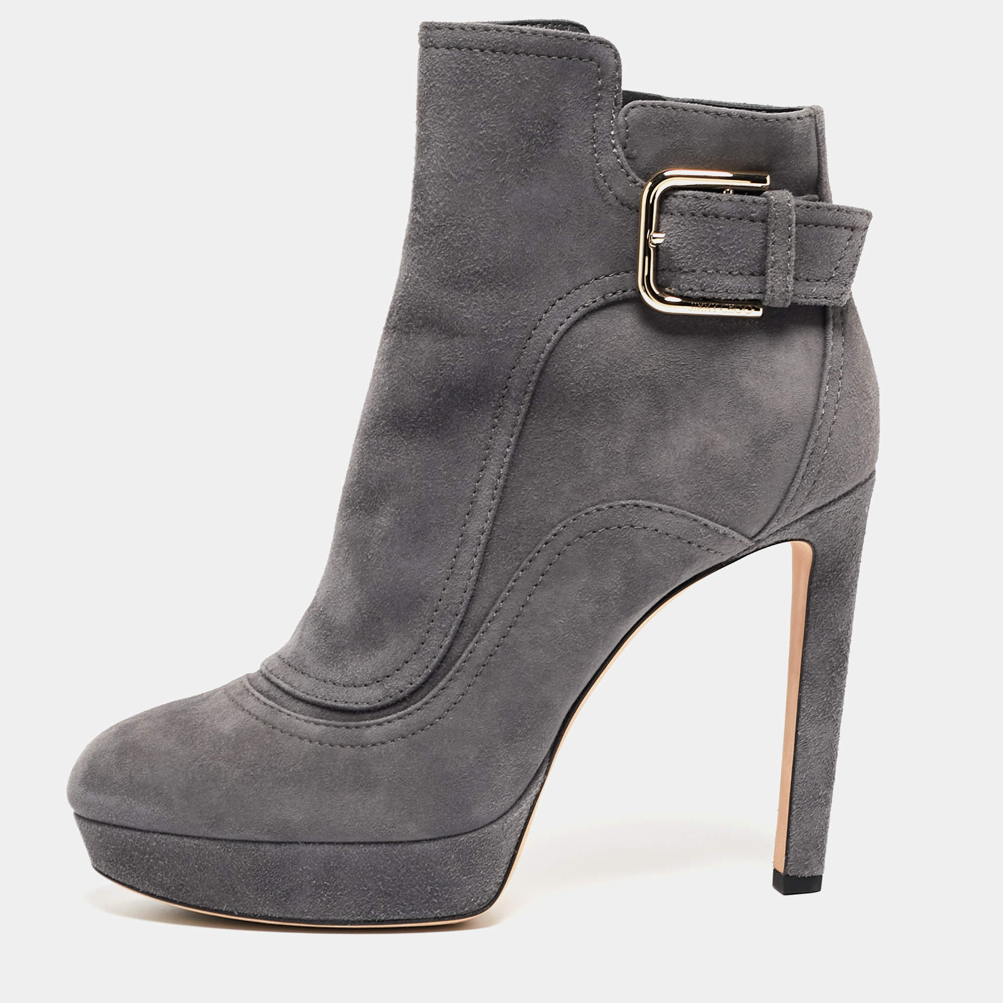 Jimmy Choo Grey Suede Britney Ankle Boots Size 39.5 Jimmy Choo TLC