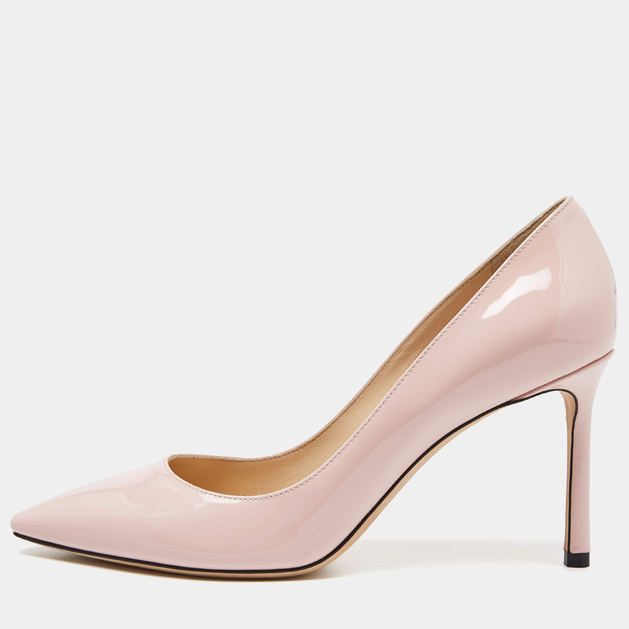 Pre Owned Jimmy Choo Pink Patent Leather Romy Pumps Size 37.5