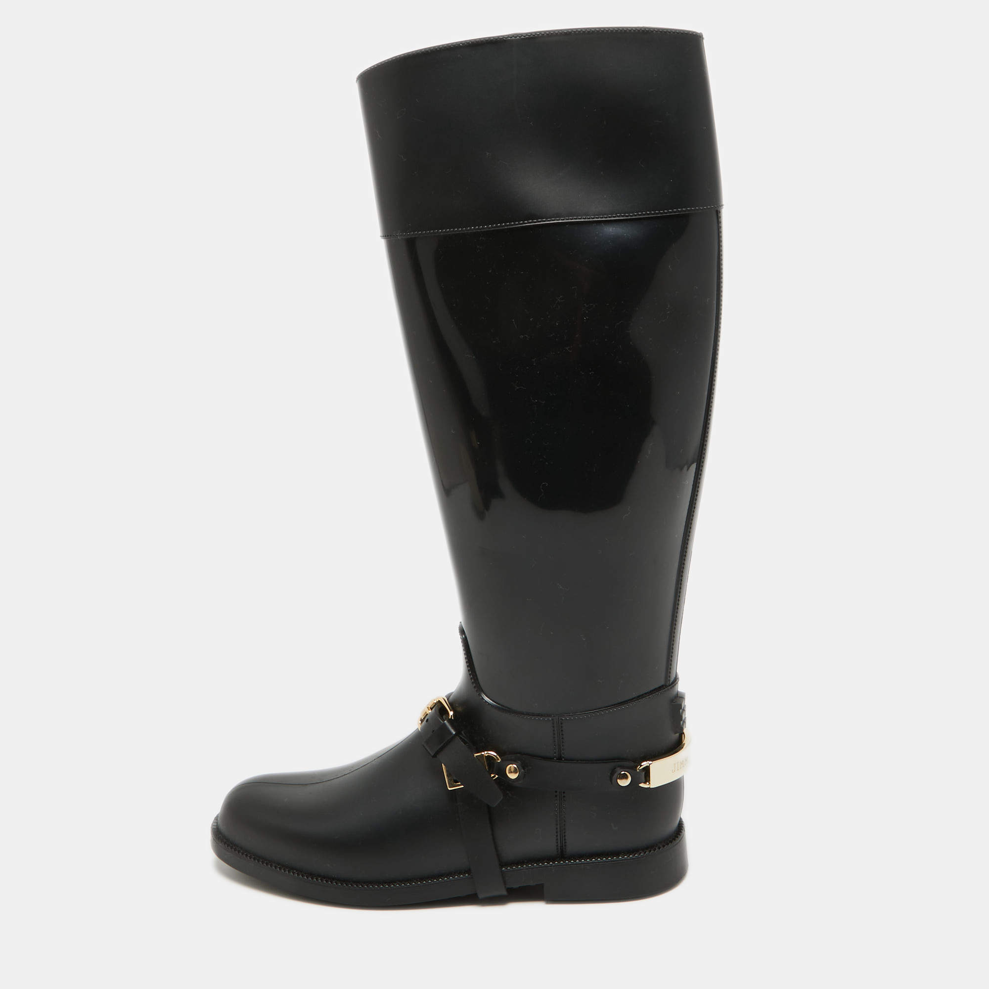 Pre Owned Jimmy Choo Black Rubber Rain Boots Size 36