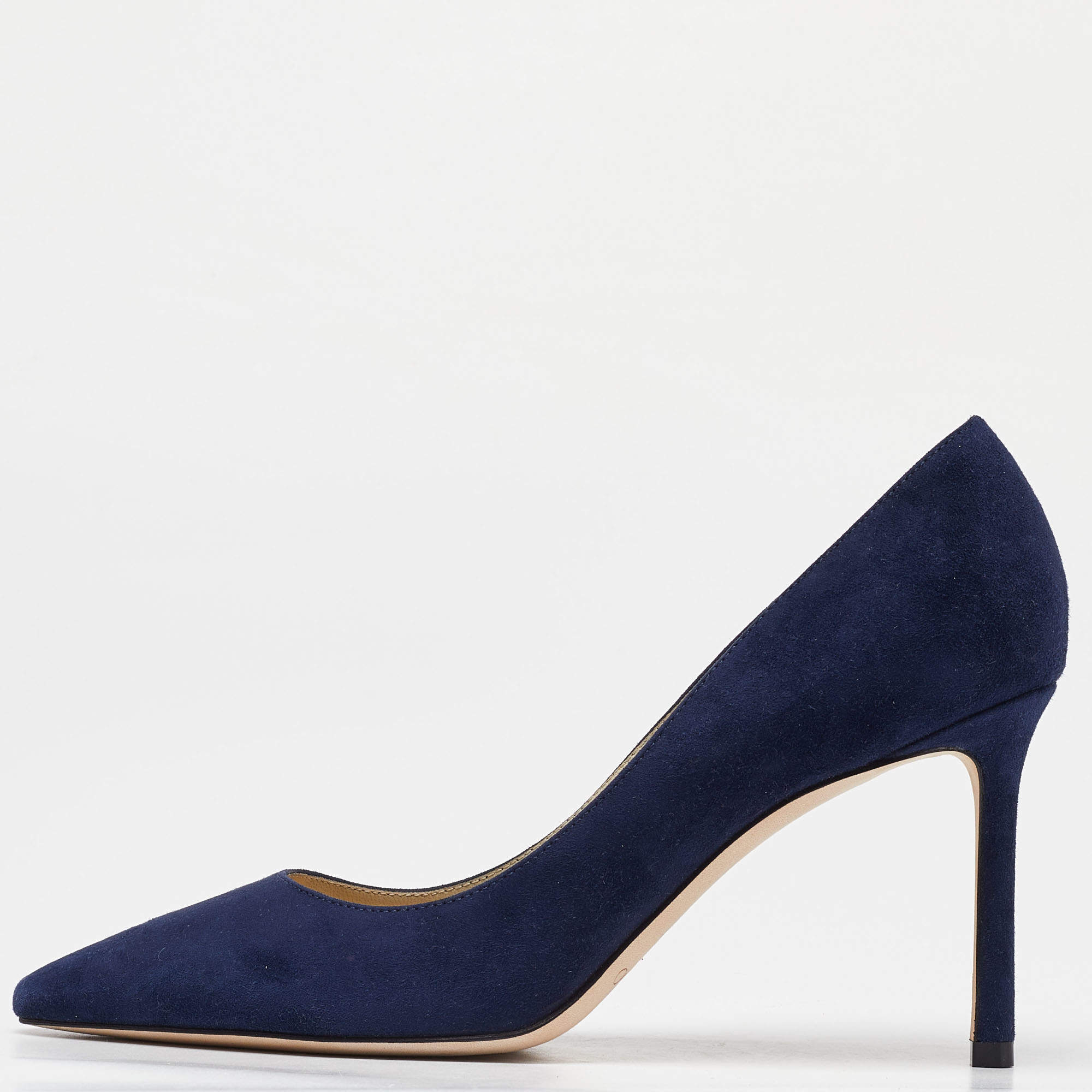 Pre Owned Jimmy Choo Navy Blue Suede Romy Pointed Toe Pumps Size 37