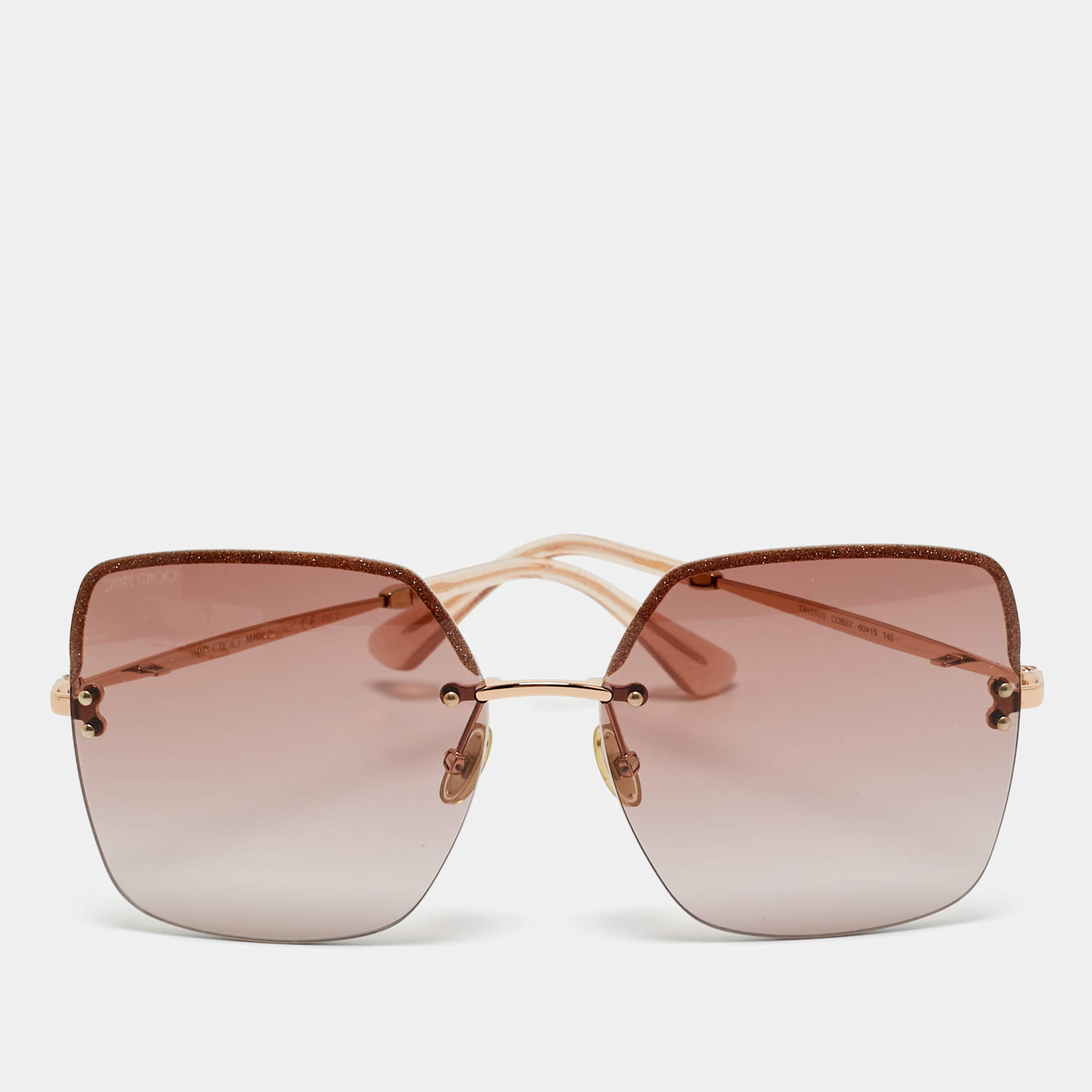 Pre Owned Jimmy Choo Pink/Rose Gold Tavi/N/S DDB3X Square Sunglasses