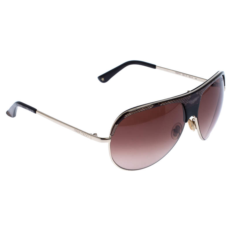 Pre Owned Jimmy Choo Gold/Brown Gradient Terry Aviator Sunglasses