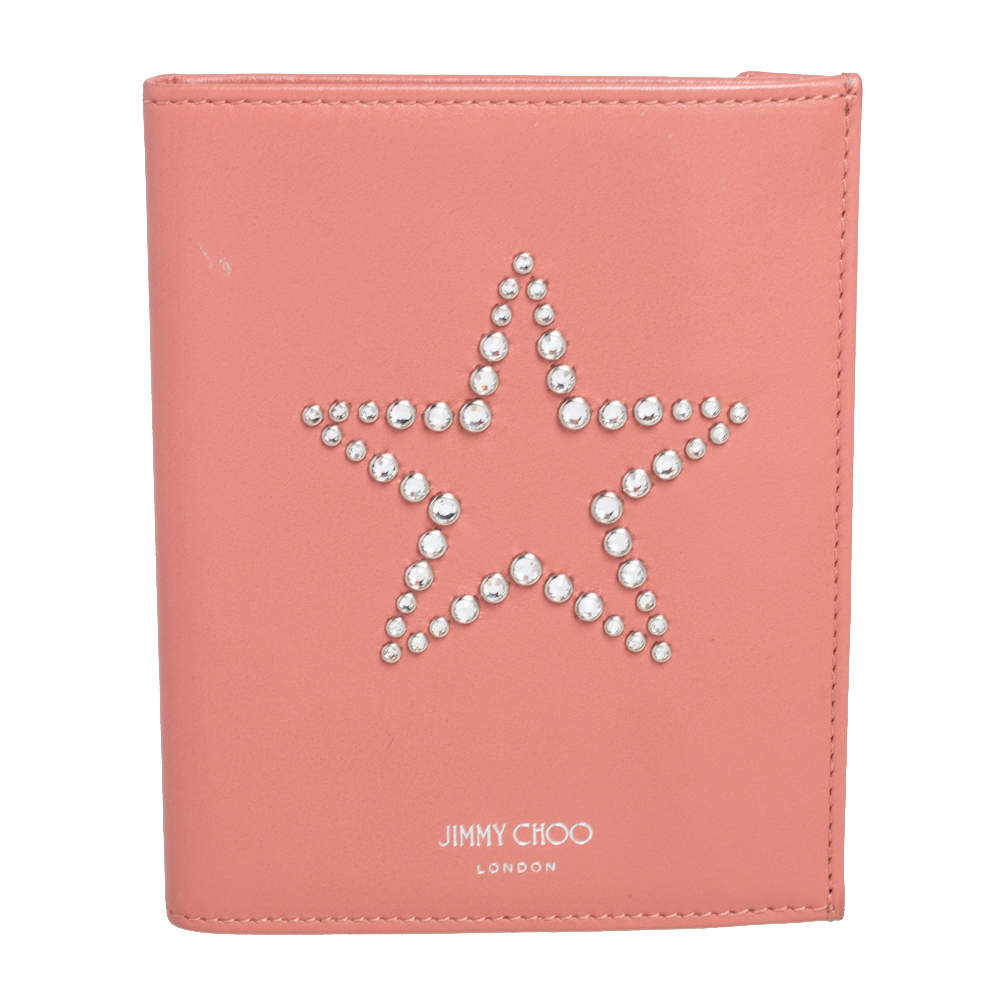 Jimmy Choo Peach Leather Analya Passport Holder