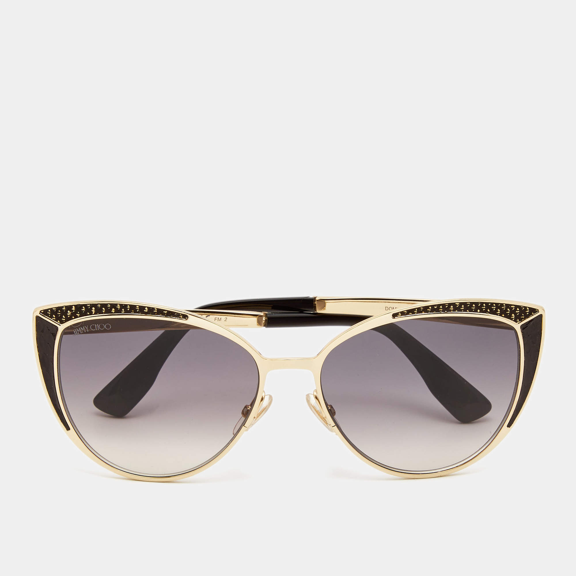 Pre Owned Jimmy Choo Black/Gold Metal Frame Cat Eye Sunglasses