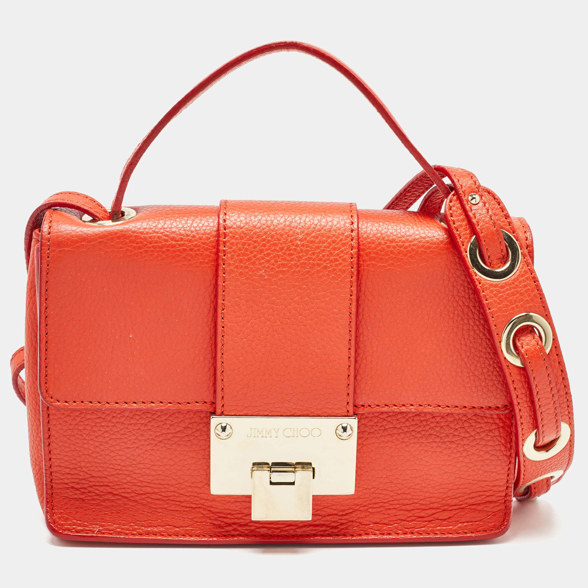 Pre Owned Jimmy Choo Orange Leather Rebel Crossbody Bag