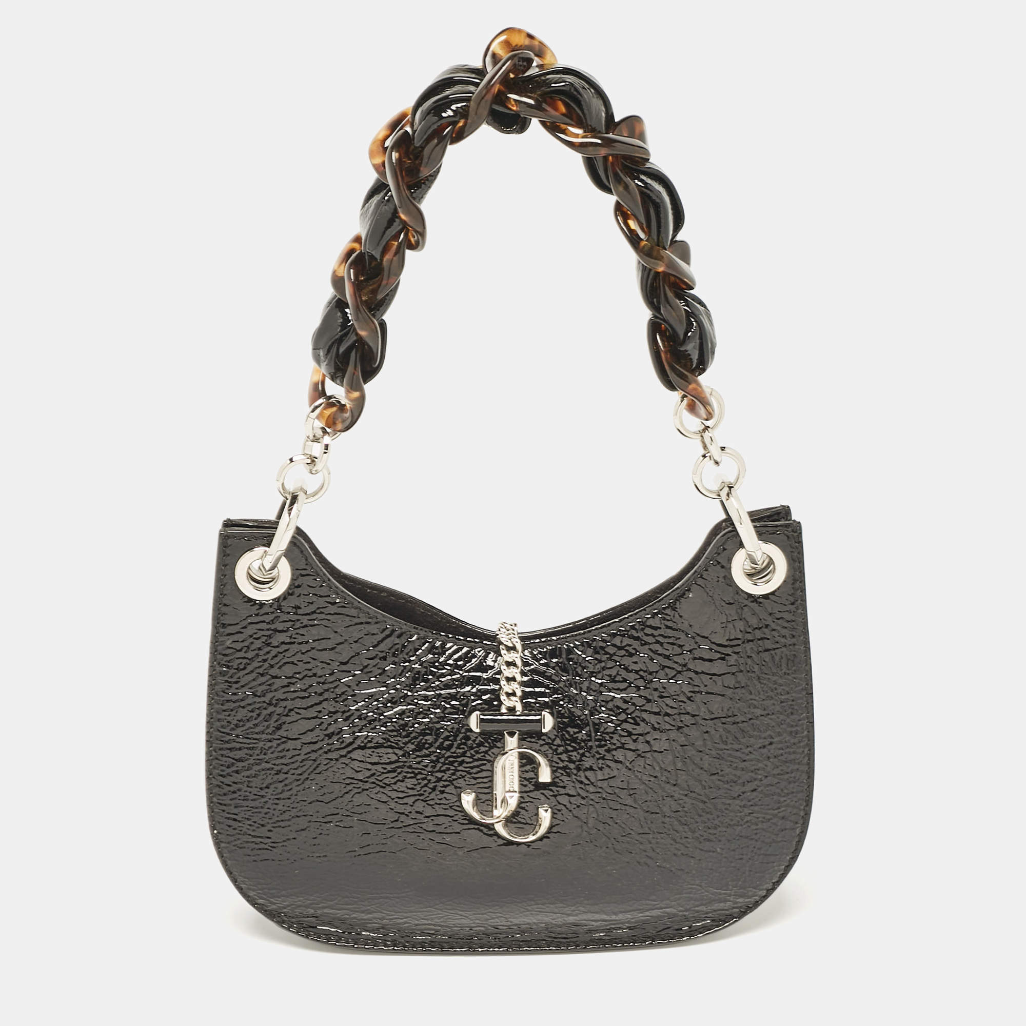 مملوكة مسبقًا Jimmy Choo Black Patent Leather Varenne Hobo