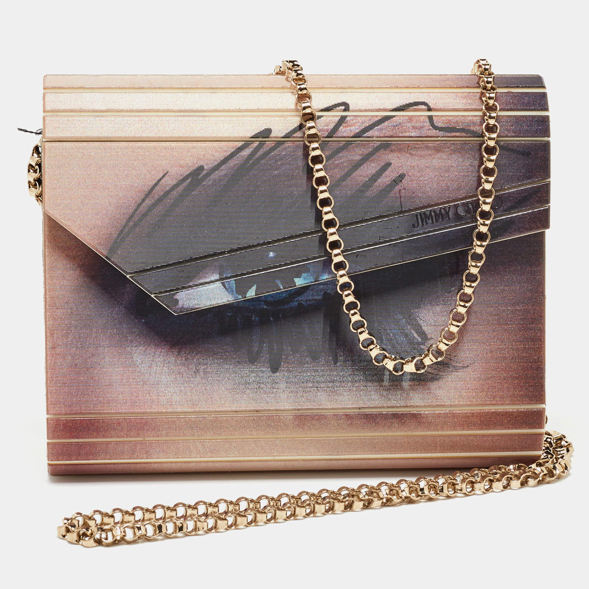 Pre Owned Jimmy Choo Multicolor Lenticular Printed Acrylic Candy Clutch