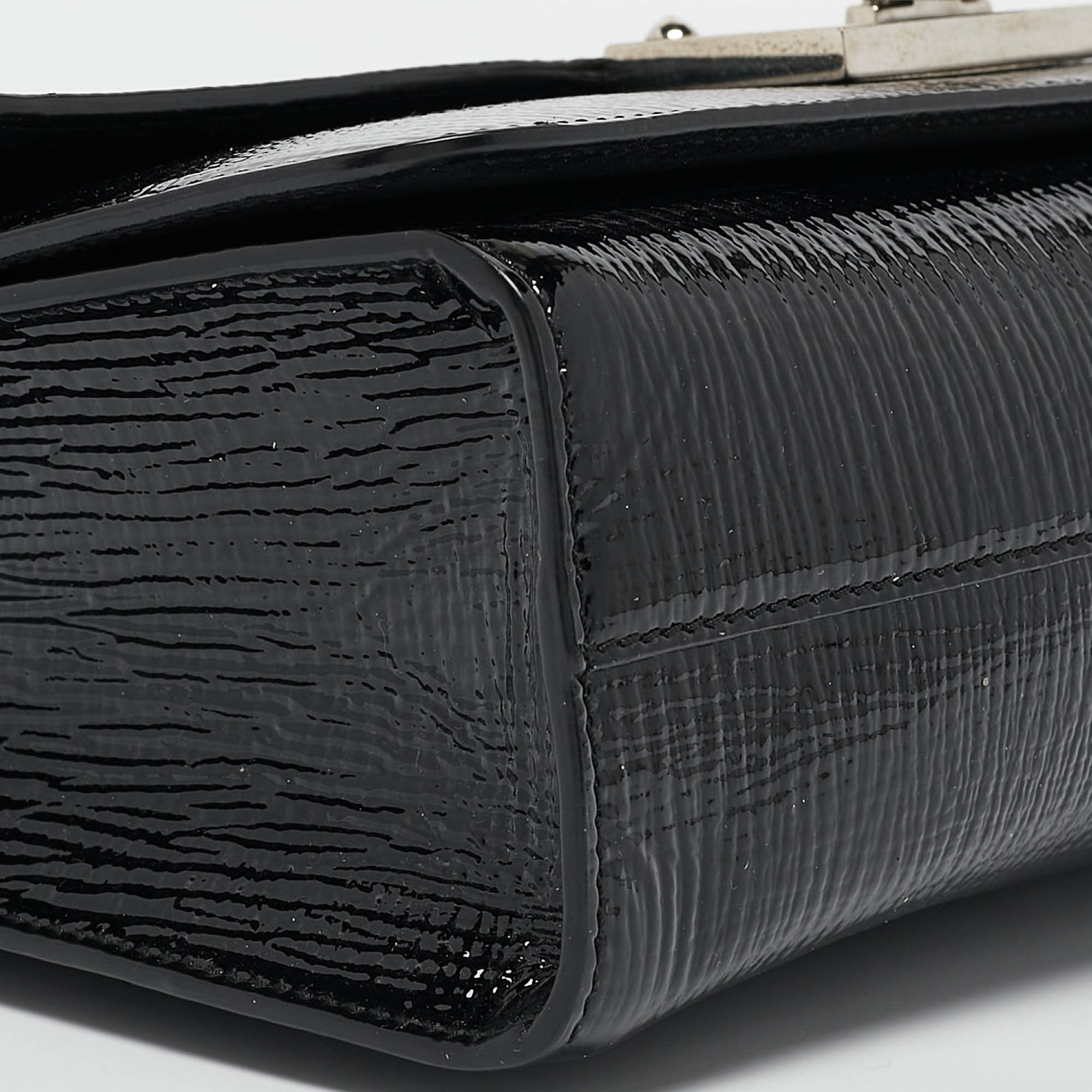 Pre Owned Jimmy Choo Black Patent Leather Rebel Flap Shoulder Bag