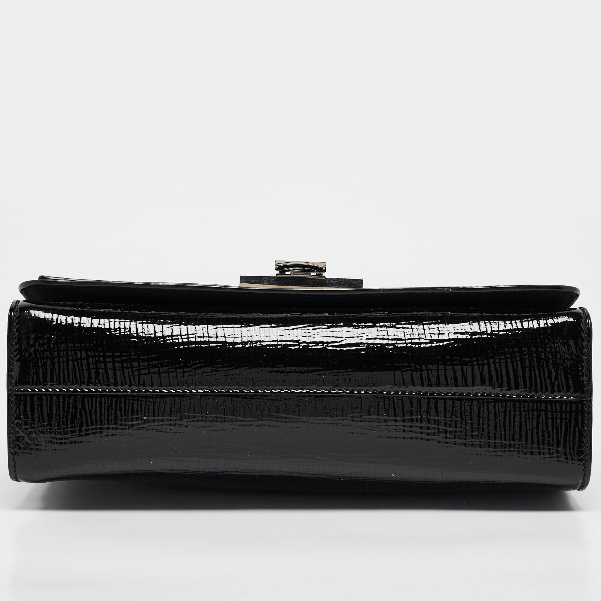 Pre Owned Jimmy Choo Black Patent Leather Rebel Flap Shoulder Bag
