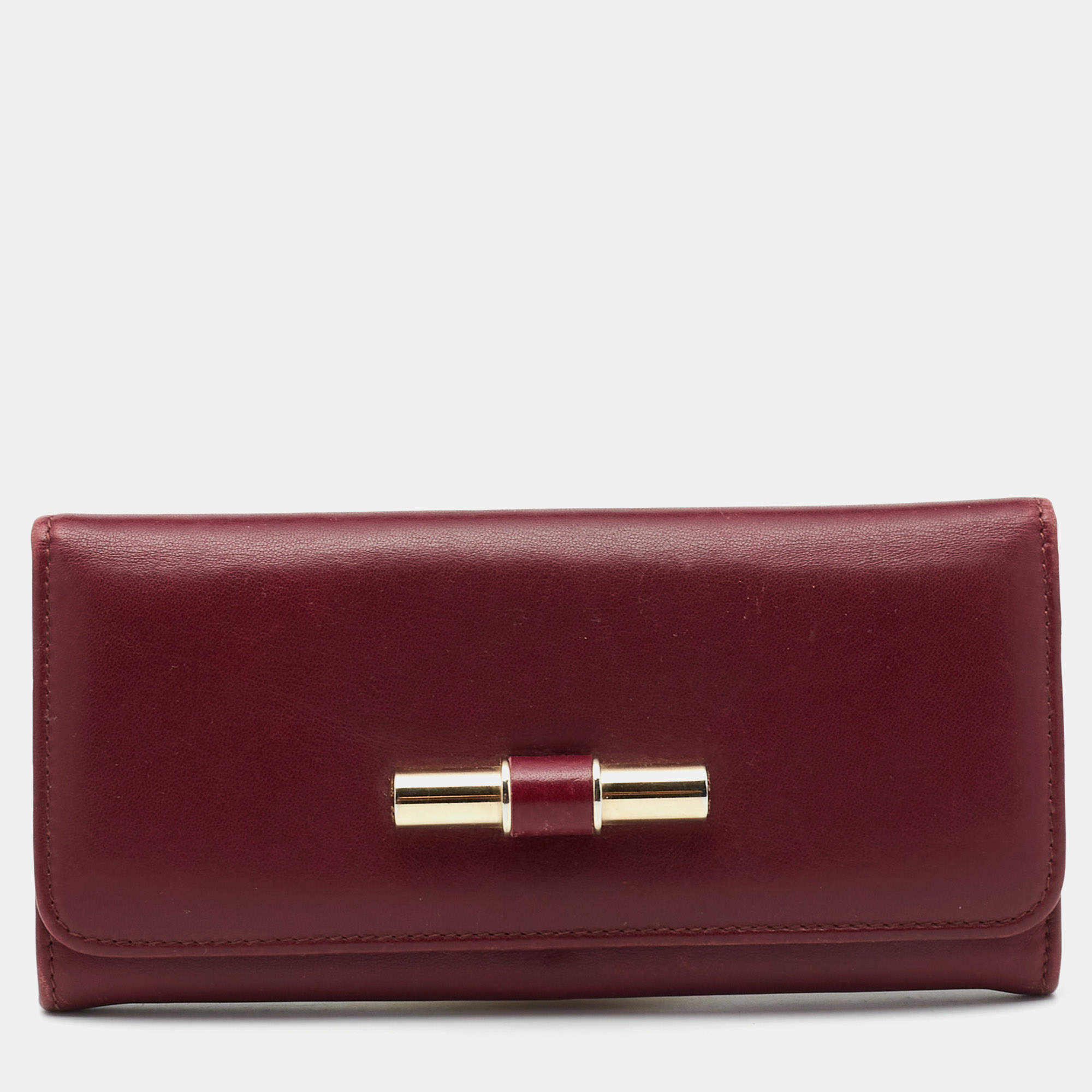 Jimmy Choo Burgundy Leather Continental Wallet