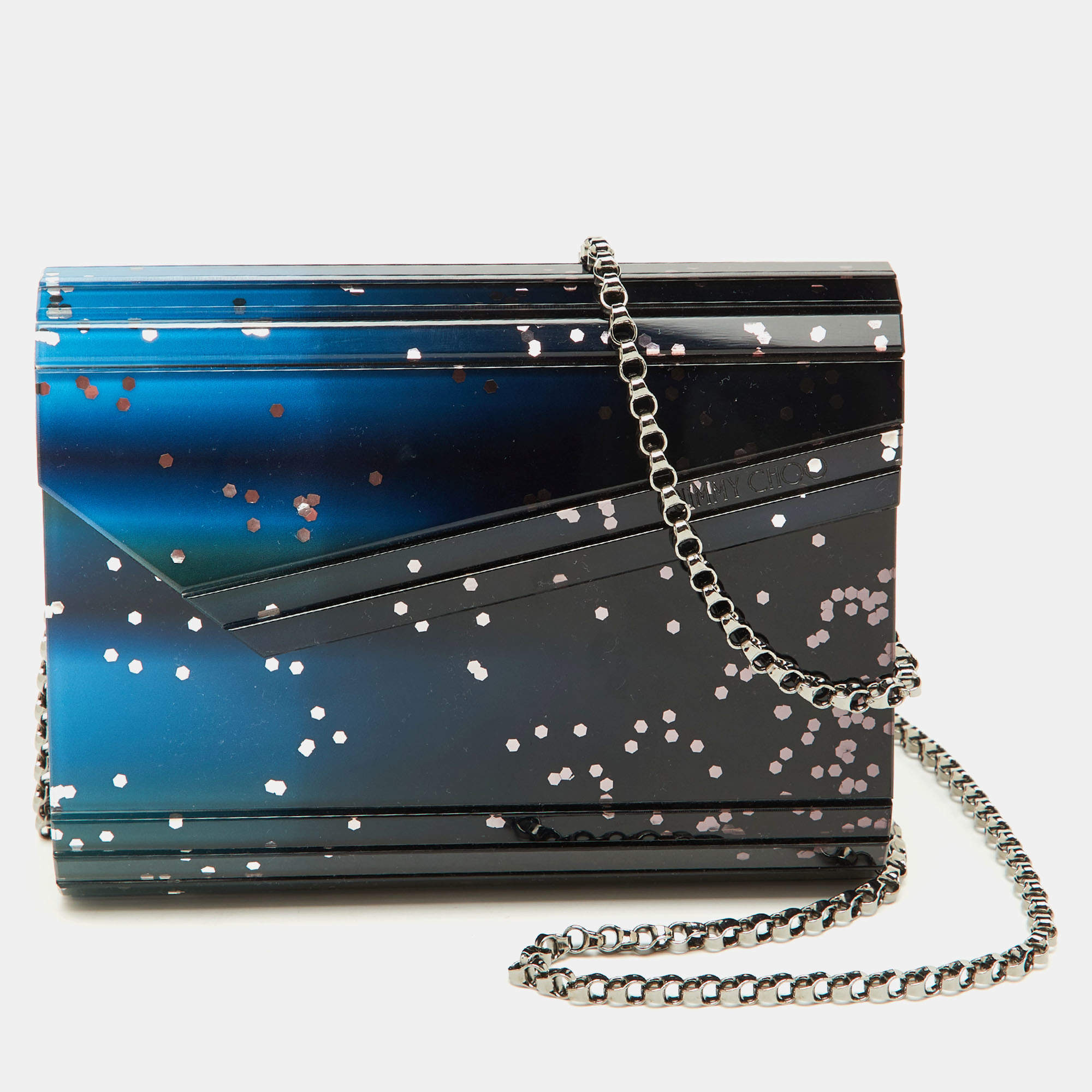 Jimmy Choo Blue Acrylic and Leather Candy Chain Clutch