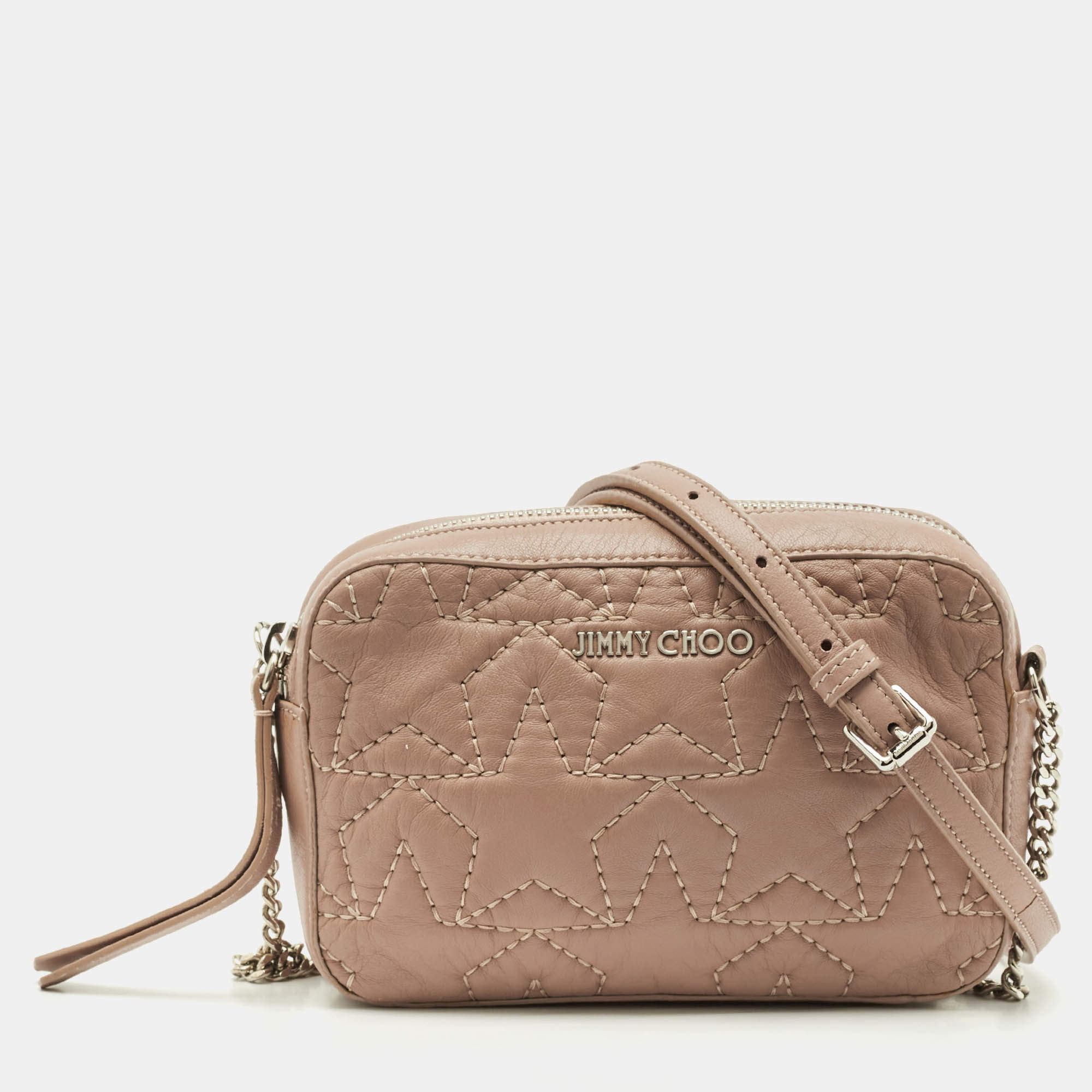 Jimmy Choo Beige Leather Star Haya Crossbody Bag