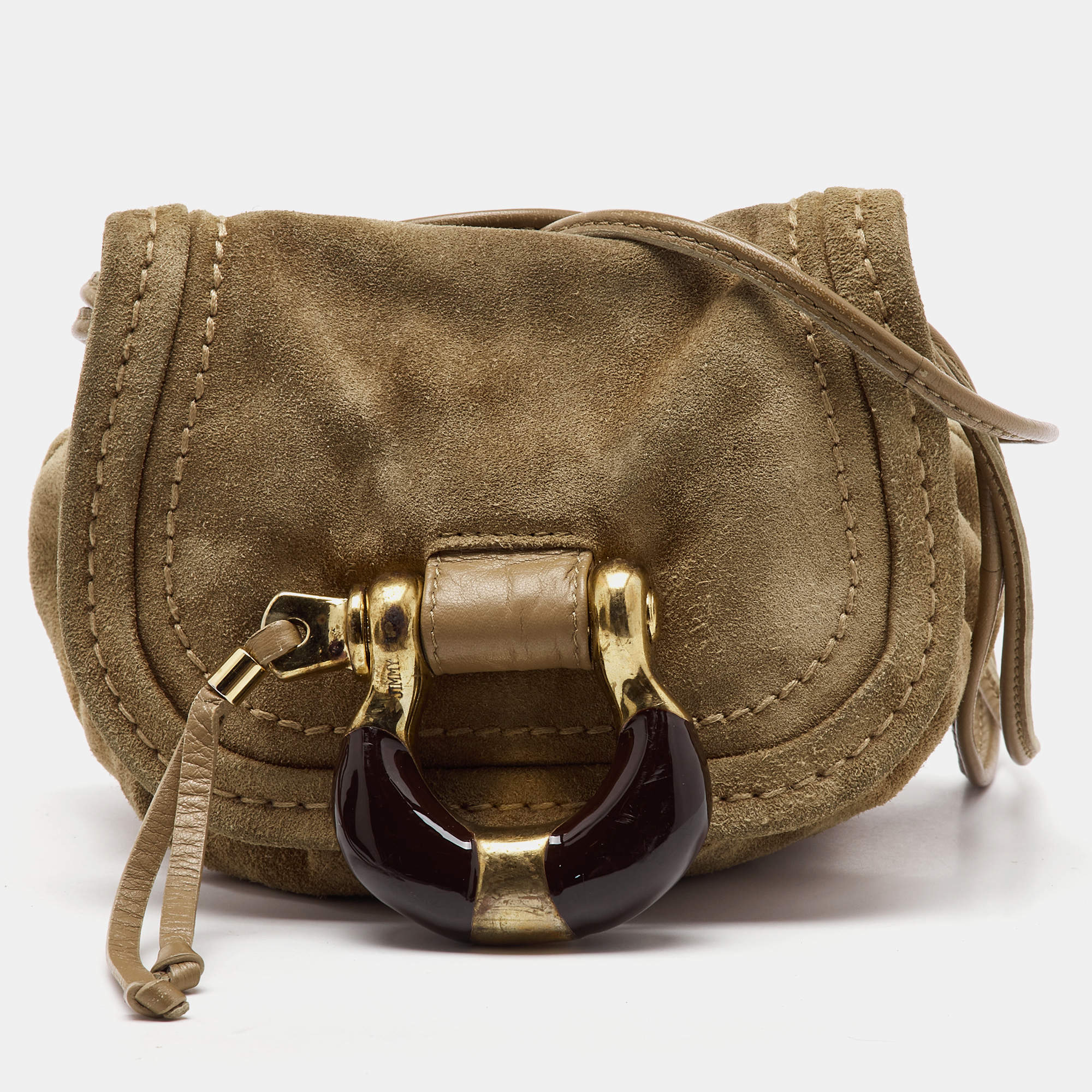 Jimmy Choo Light Brown Suede Mini Flap Crossbody Bag